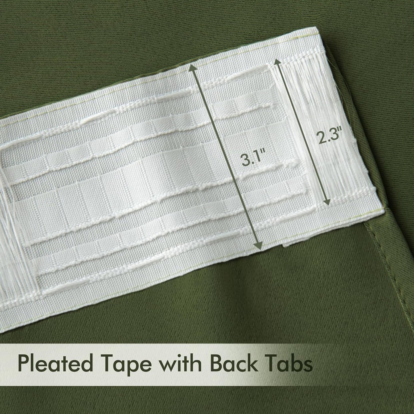 MIULEE Olive Green Back Tab Blackout Curtains 108 Inch Long 2 Panels Set for Bedroom, Rod Pocket/Pinch Pleat Extra Long Thermal Insulated Living Room Darkening Pleated Light Blocking Drapes