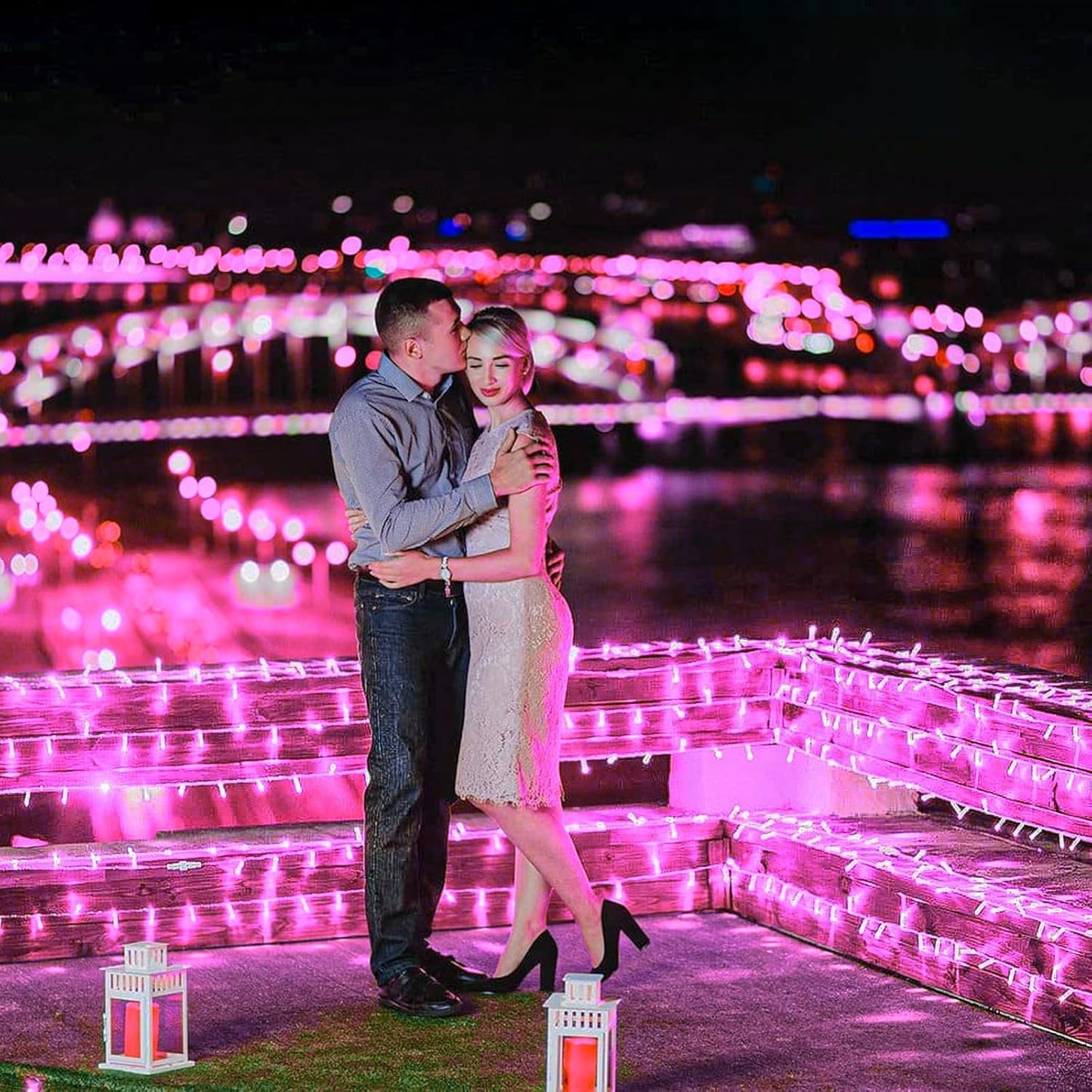 400 LED Pink String Lights Outdoor, 132ft Pink Christmas Lights 8 Modes Clear Wire, Plug in Waterproof Fairy String Lights for Bedroom Christmas Decorations