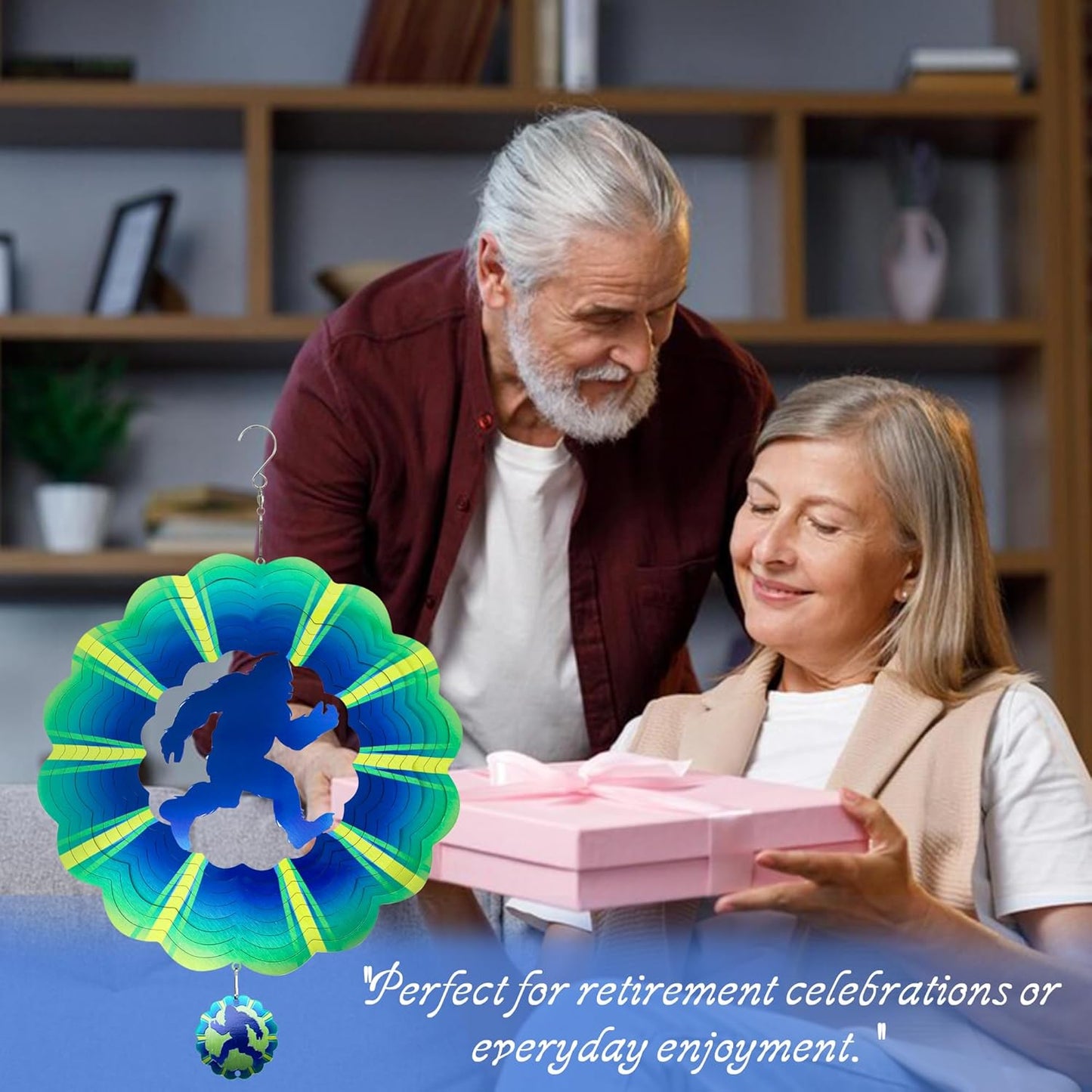 Bigfoot Gifts Sasquatch Yard Decor, for Dad Husband,12 inch Bigfoot 3D Hanging Wind Spinners Outdoor