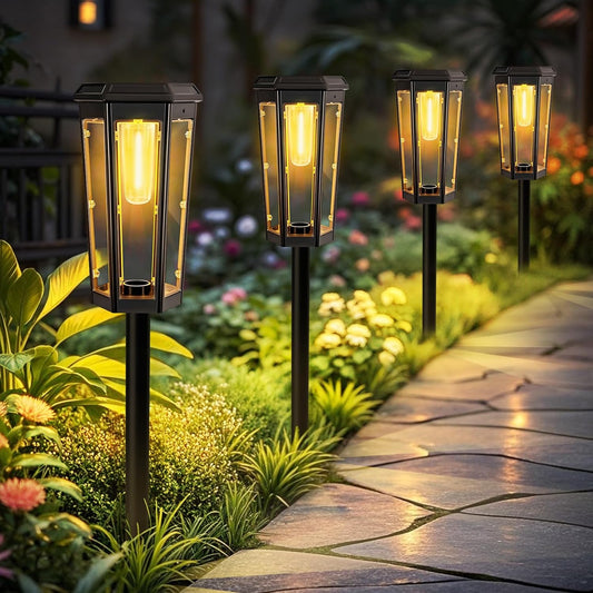 Solar Pathway Lights, Upgraded Solar Bright LED Path Lights, Outdoor Waterproof Garden Landscape Lighting with 2 Lighting Modes & Auto On/Off, for Yard, Landscape, Patio, Lawn, Path, Walkway, Driveway