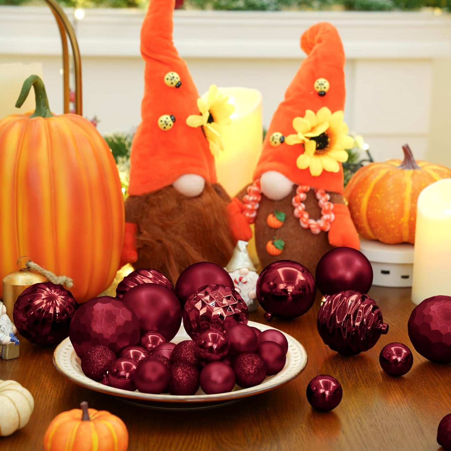 XmasExp 24ct Mini Christmas Ball Ornaments Shatterproof Christmas Ornaments Set Decorations for Xmas Tree Balls 30mm/1.18" (Burgundy)