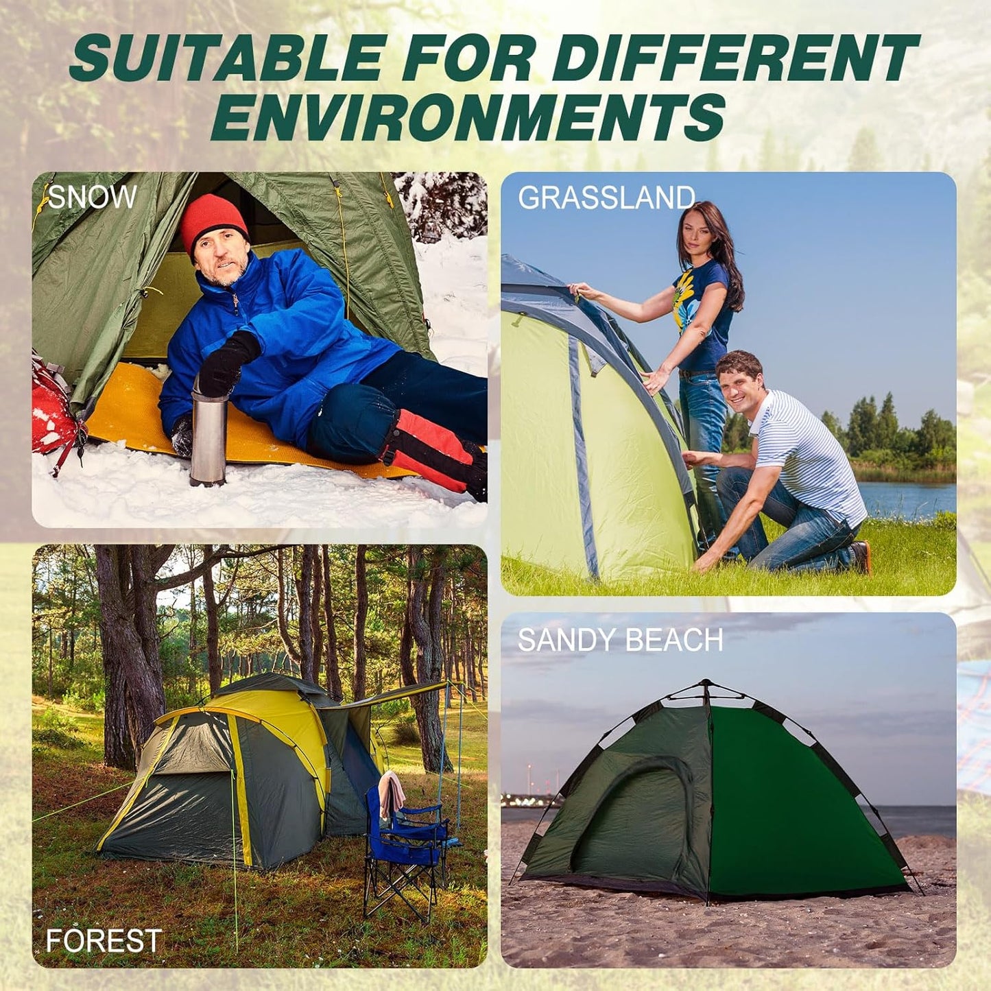 Hicarer 10 Pcs 20 Pcs 8'' Screw in Tent Stakes Heavy Duty Ground Metal Stakes for Inflatables with Hex Head Driver for Outdoor Camping Tent Inflatable Garden Decor (Dark Green)