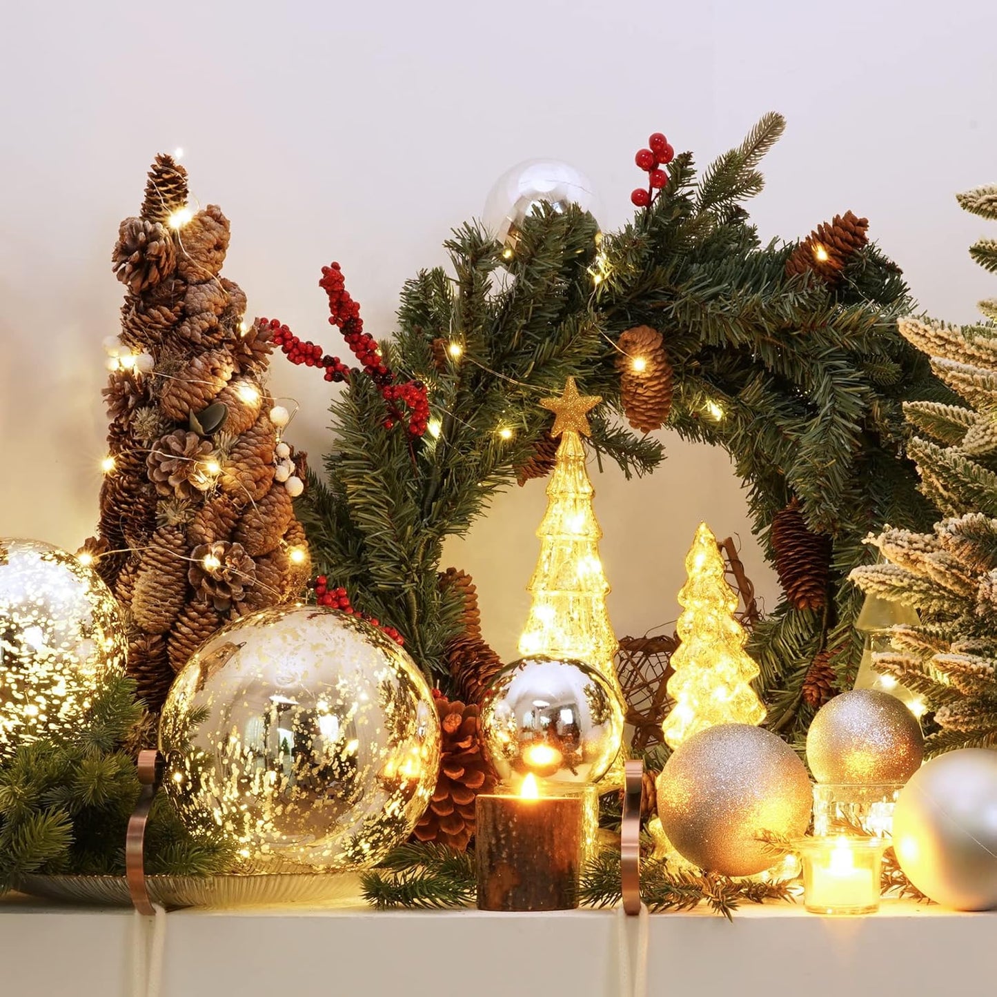 XmasExp Large Christmas Ball Ornaments,1pcs Silver Giant Shatterproof Plastic Hanging Mercury Xmas Ball Decorations Christmas Tree Ornaments (Silver, 8")