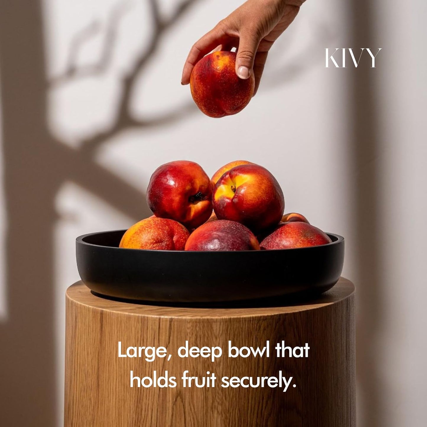 KIVY Concrete Fruit Bowl for Kitchen Counter - Large Decorative Bowl for Home Decor - Modern Key Bowl for Entryway Table - Concrete Bowl - Decorative Bowls for Home Decor - Black Fruit Bowl Decor