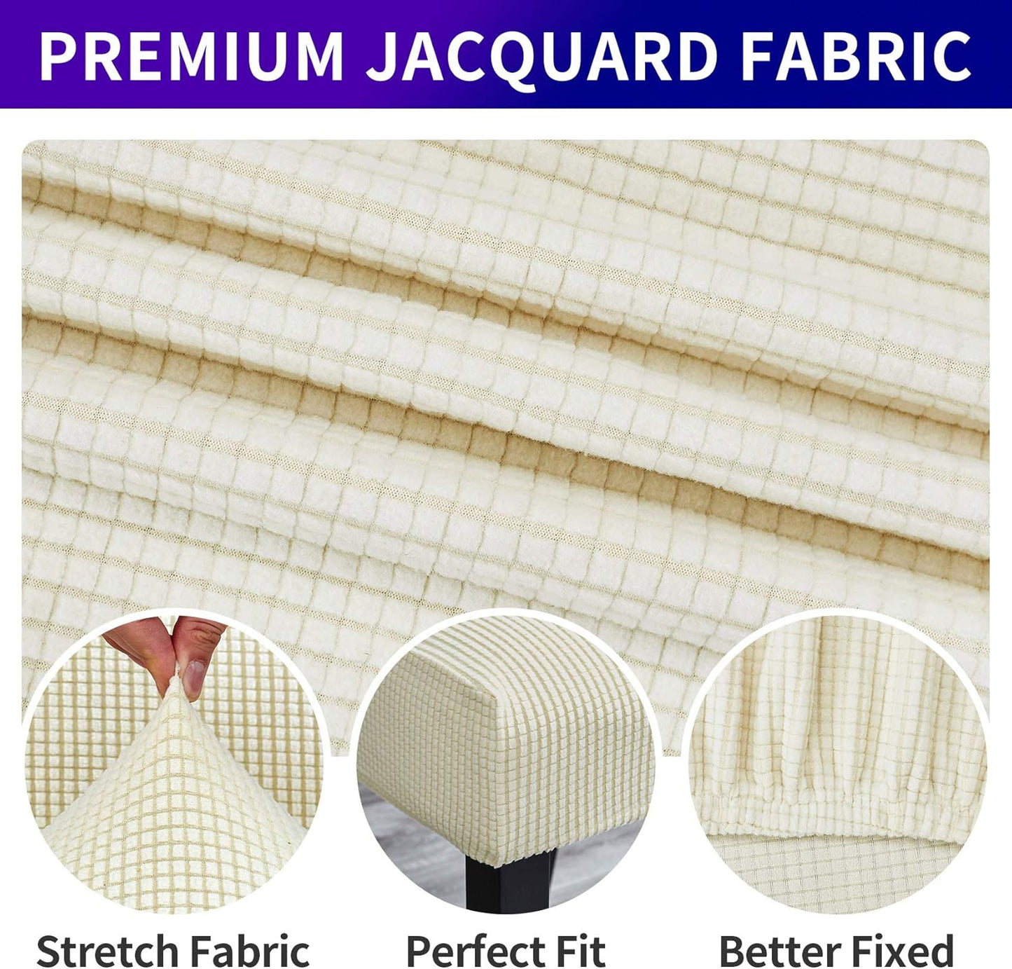 Howhic Stretch Chair Covers for Dining Room Set of 4, Removable Washable Dining Room Chair Covers, Dining Chair Slipcovers Seat Protector, Great for Home and Banquet Decoration (Ivory, 4 Pack)