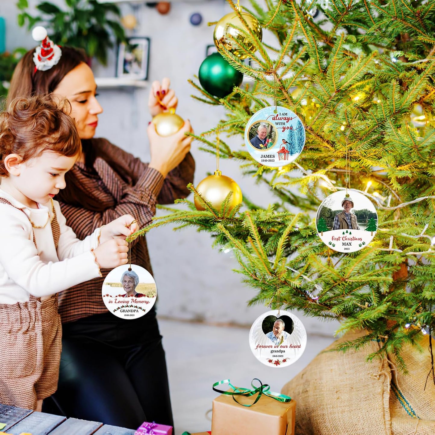 Valyria Personalized Memorial Christmas Photo Ornament, in Loving Memory Ceramic Custom Christmas Ornament 2025 Memorial Ornaments for Loss of Loved Ones Xmas Sympathy Ornament