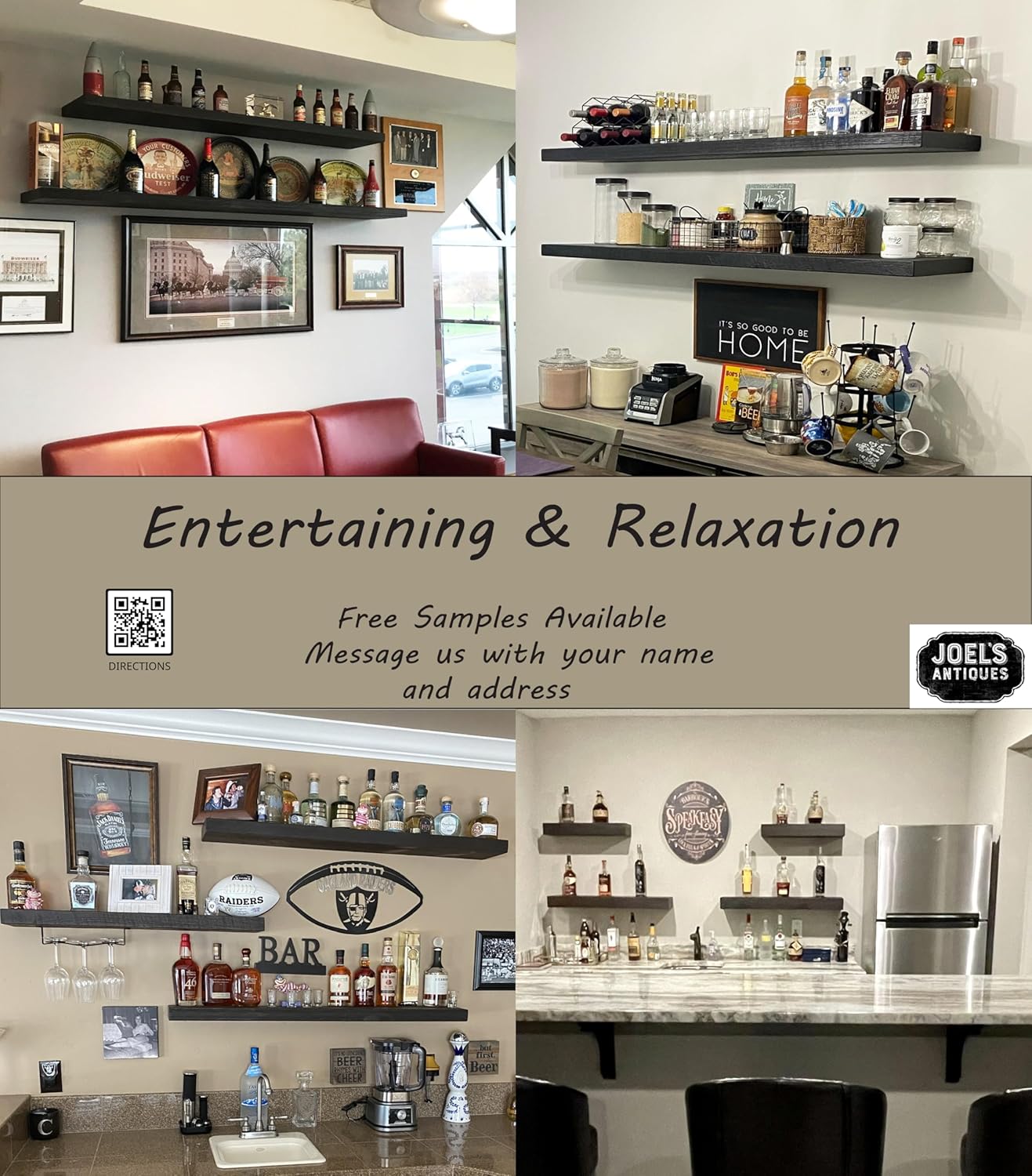 joelsantiques - 72 Inch Wooden Floating Shelves for Wall - 72x8x2 in - Made of Natural Wood - Long Heavy Duty Rustic Wall Shelves for Bedroom - Perfect for Living Room, Kitchen - Mocha