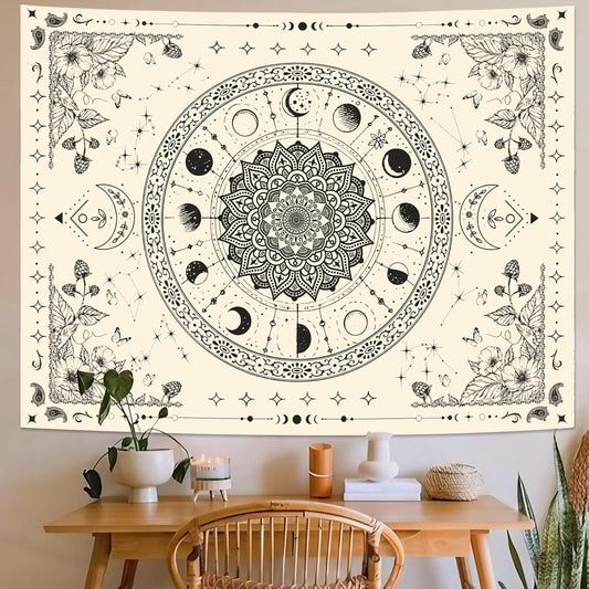 Lunerfex Mandala Moon Tapestry Boho Tapestry for Bedroom Black and White Tapestries Wall Hanging Living Room Wall Art and Home Decor 60x80