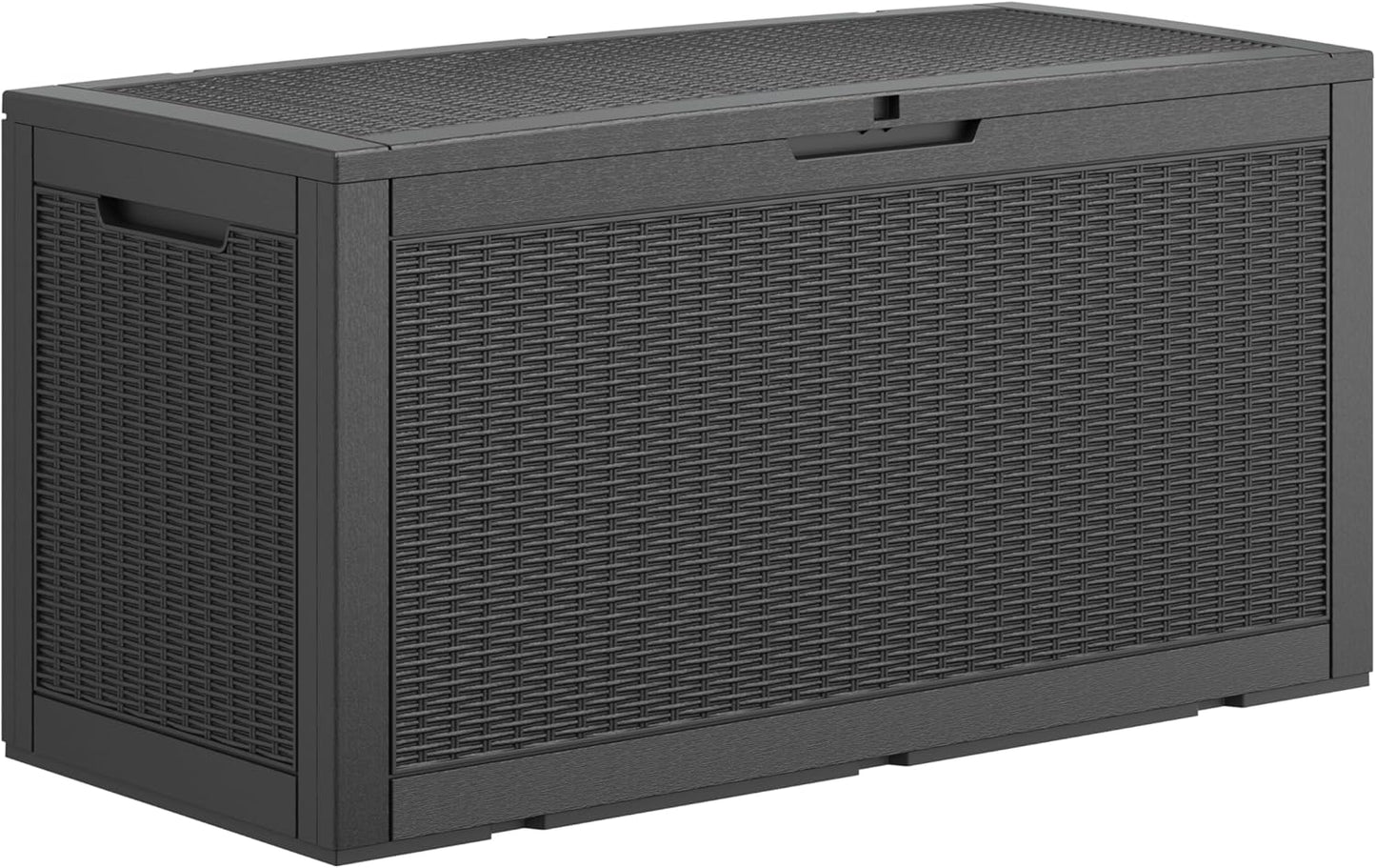 100 Gallon Deck Box Lockable Rattan Outdoor Storage Box waterproof Outdoor Container for Patio Furniture Cushions, Pillow