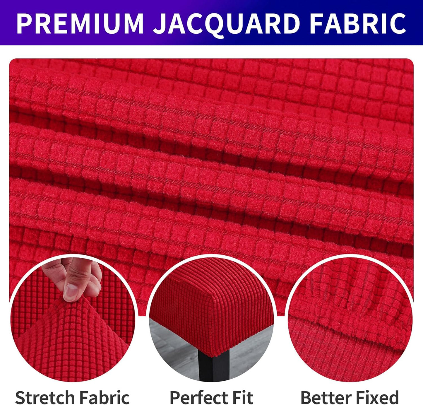 Howhic Stretch Chair Covers for Dining Room Set of 2, Removable Washable Dining Room Chair Covers, Dining Chair Slipcovers Seat Protector, Great for Home Decor and Banquet (Ruby, 4 Pack)