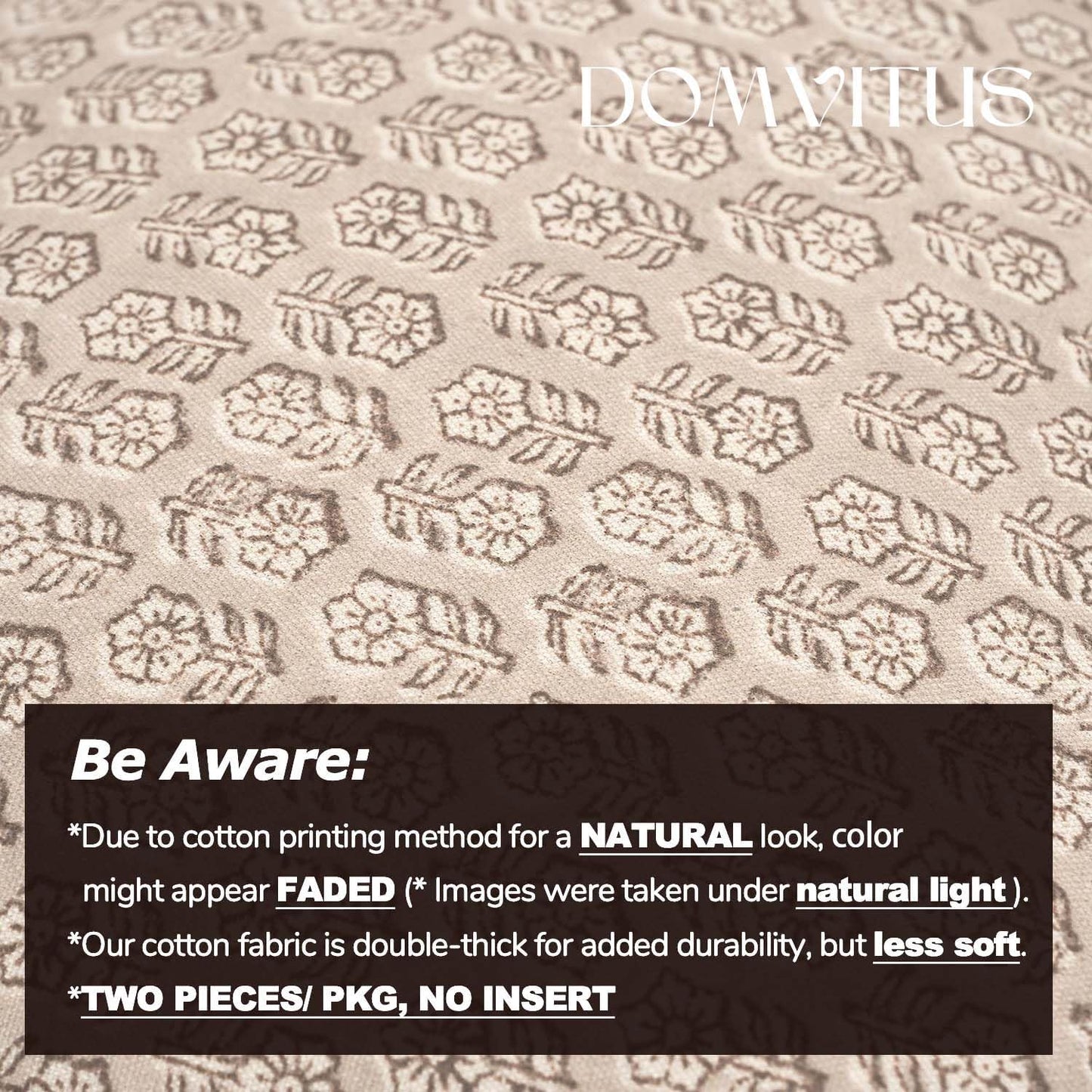 DOMVITUS Floral Pillow Covers Set of 2, Throw Pillow Covers 20x20, Floral Print Neutral Accent Decorative Pillow Covers for Living Room, Bed, Cloud Cream