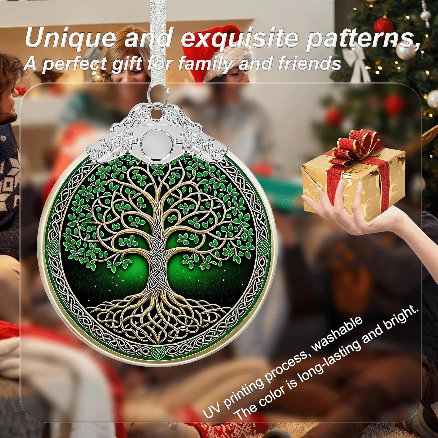 Tree of Life Stained Glass Christmas Ornament - Hanging Ornaments for Christmas Tree Decorations -Holiday Keepsake Present Exchange Idea -1