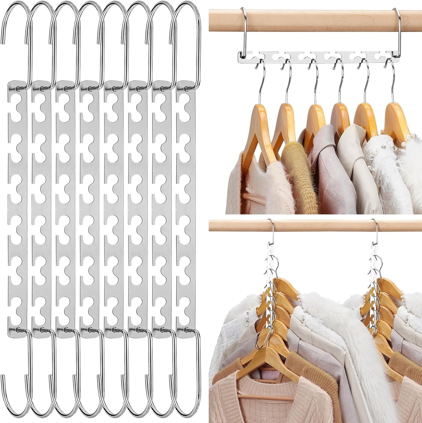 HOUSE DAY Space Saving Hangers for Clothes 20 Pack, Heavy Duty Hanger Organizer | 30 Lbs Capacity |, Metal Magic Hanger, Sturdy Multi Hangers, Closet Space Saver Closet Organizers and Storage