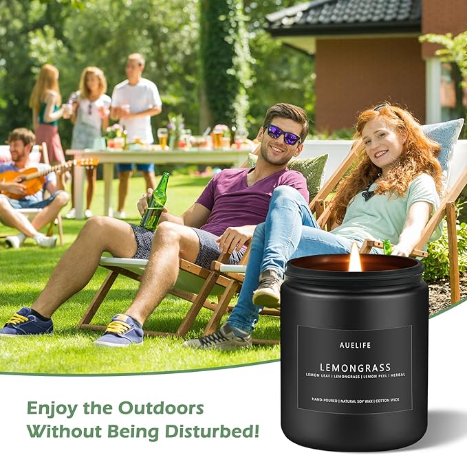 Lemongrass Candle | Lemon Grass Scented Candles for Outdoor & Indoor, Natural Fragrance for Garden Yard, Candle Gifts for Women Men- 7oz Soy Candles for Home Scented, 50Hours Long Lasting Burn