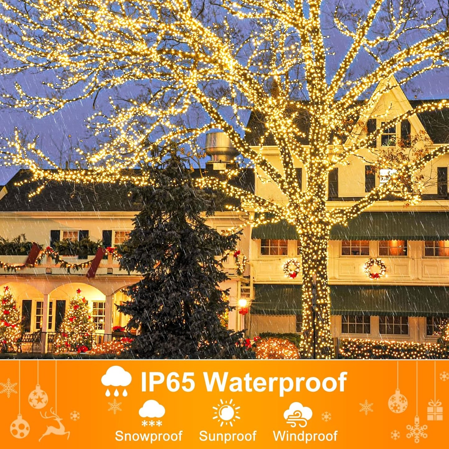 262FT 800 LED Christmas Lights, Plug in Warm White Christmas Tree Lights Outdoor with Timer and 8 Modes, Green Wire Waterproof String Lights for Indoor Yard Patio Xmas Holiday Decorations