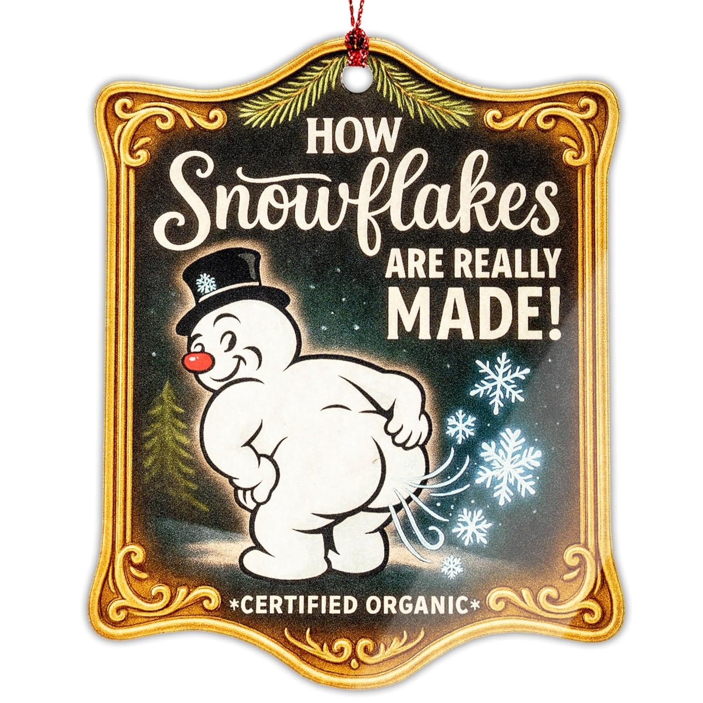 Funny Snowman Christmas Ornament – How Snowflakes Are Really Made – Hilarious Holiday Gag Gift for Adults, White Elephant Exchange, Office Party, Stocking Stuffer