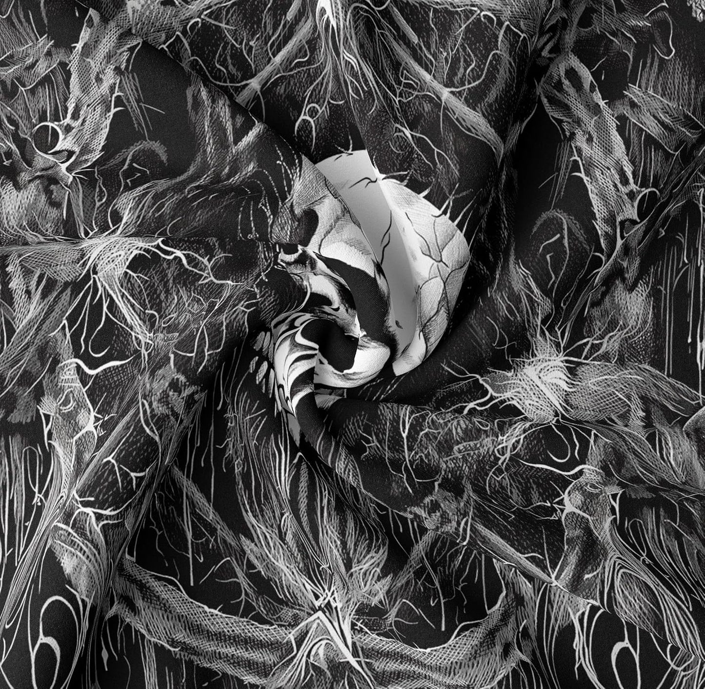 Tapzen Gothic Black and White Wall Tapestry - Dark Skeleton Horror Design - Aesthetic Cool for Bedroom or Living Room (60 x 40 inches)