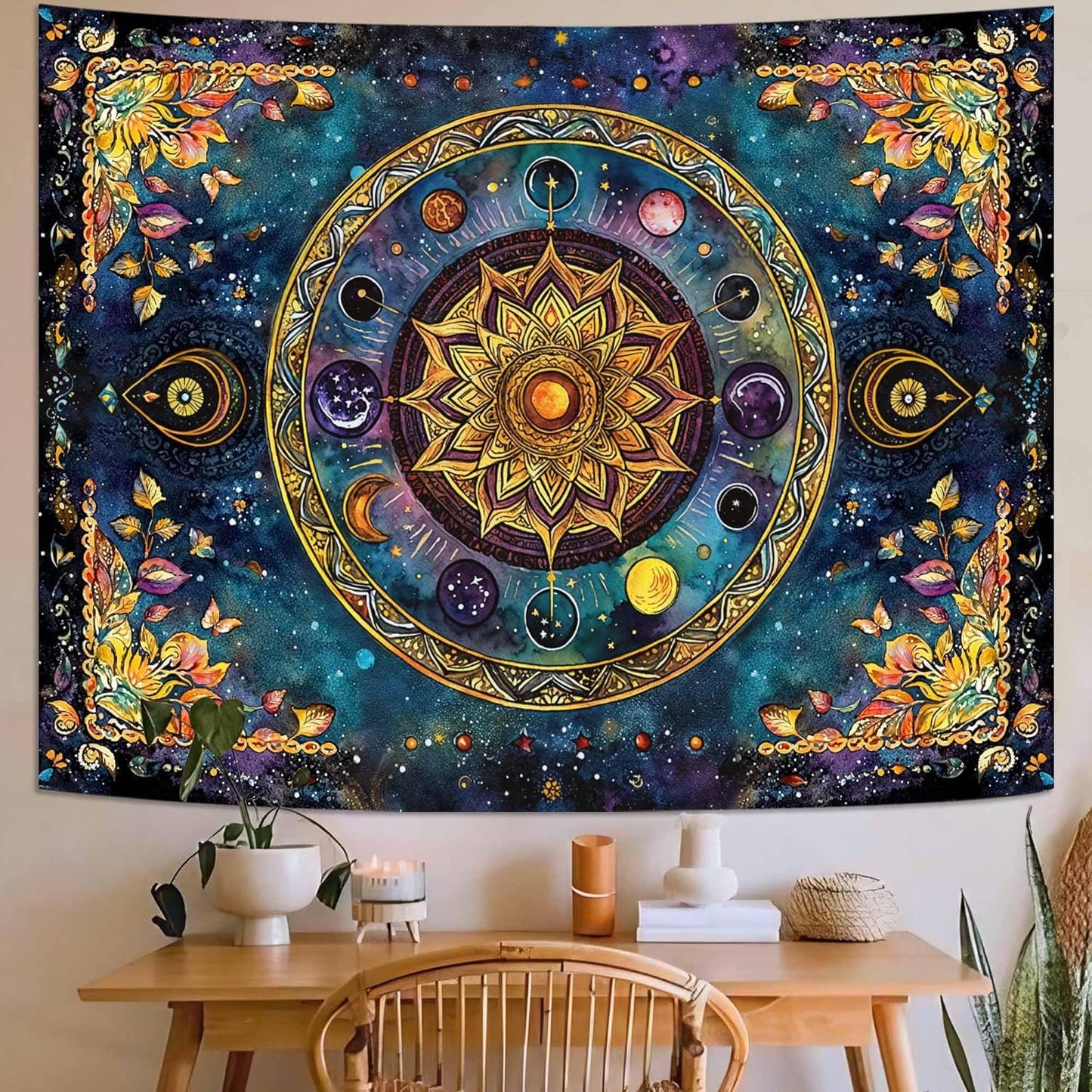 Lunerfex Mandala Solar System Tapestry Boho Tapestry for Bedroom Galaxy Tapestries Wall Hanging Living Room Wall Art and Home Decor 60x80