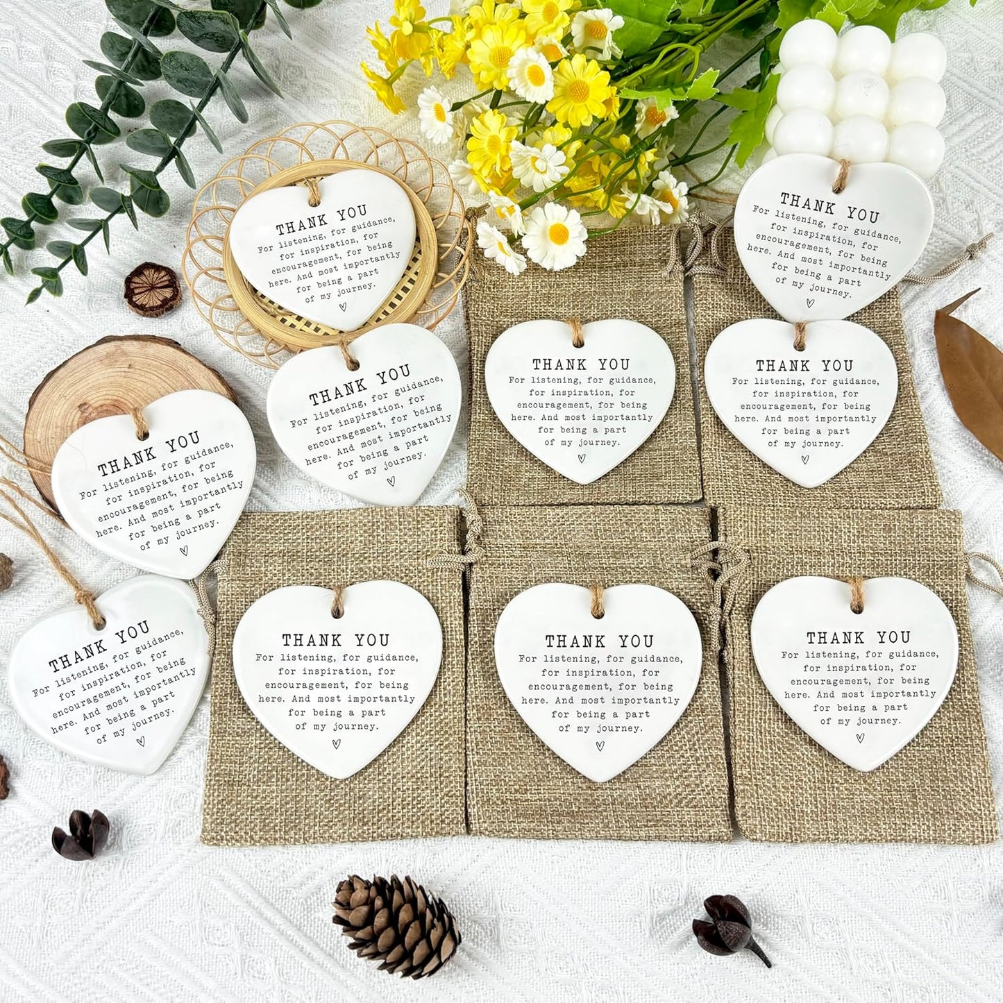 Thank You Appreciation Gifts for Women Men - 10 Pcs for Coworkers, Teacher, Friend, Boss - Leaving Job, Goodbye Farewell Grateful Decoration Heart Shape Keepsake