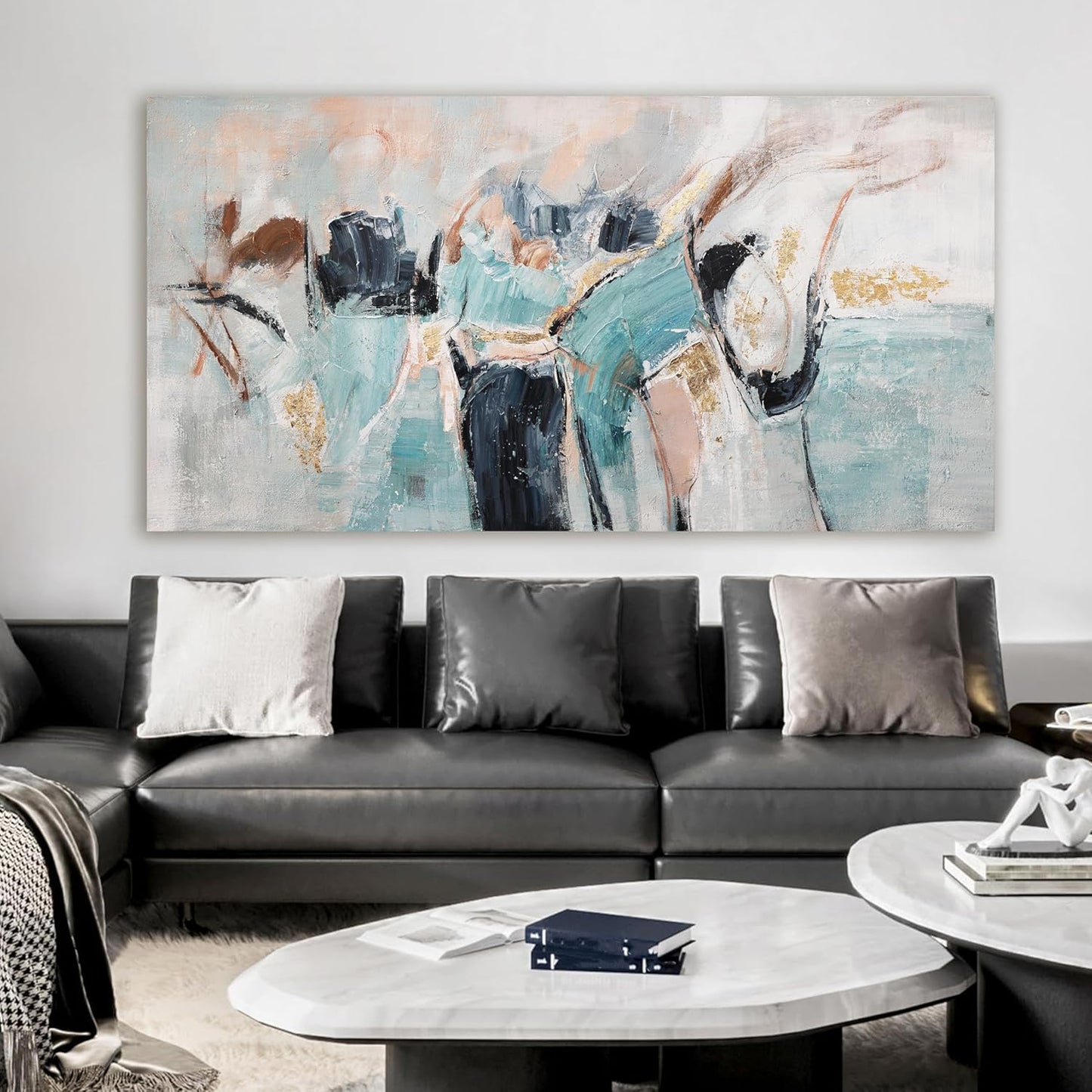 Canvas Wall Art Decor Pictures Blue And Gold Modern Abstract Wall Art Decor Paintings For Living Room Canvas Abstract Aesthetic Artwork For Walls Wall Art For Bedroom Office Wall Decorations 20" X 40"