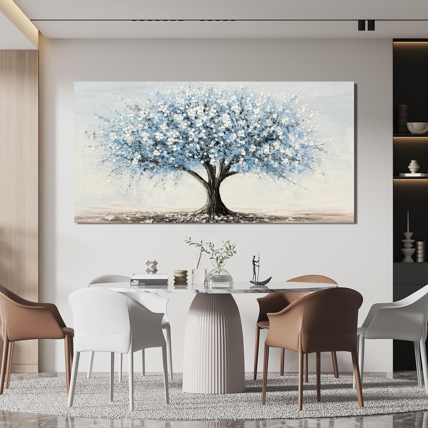 Canvas Wall Art Decor Wall Art Pictures for Living Room Vintage White Blue Wall Art Prints Tree of Life Wall Art Decorations Canvas Art Wall Decor Artwork for Walls Bedroom Office Decor 20" X 40"