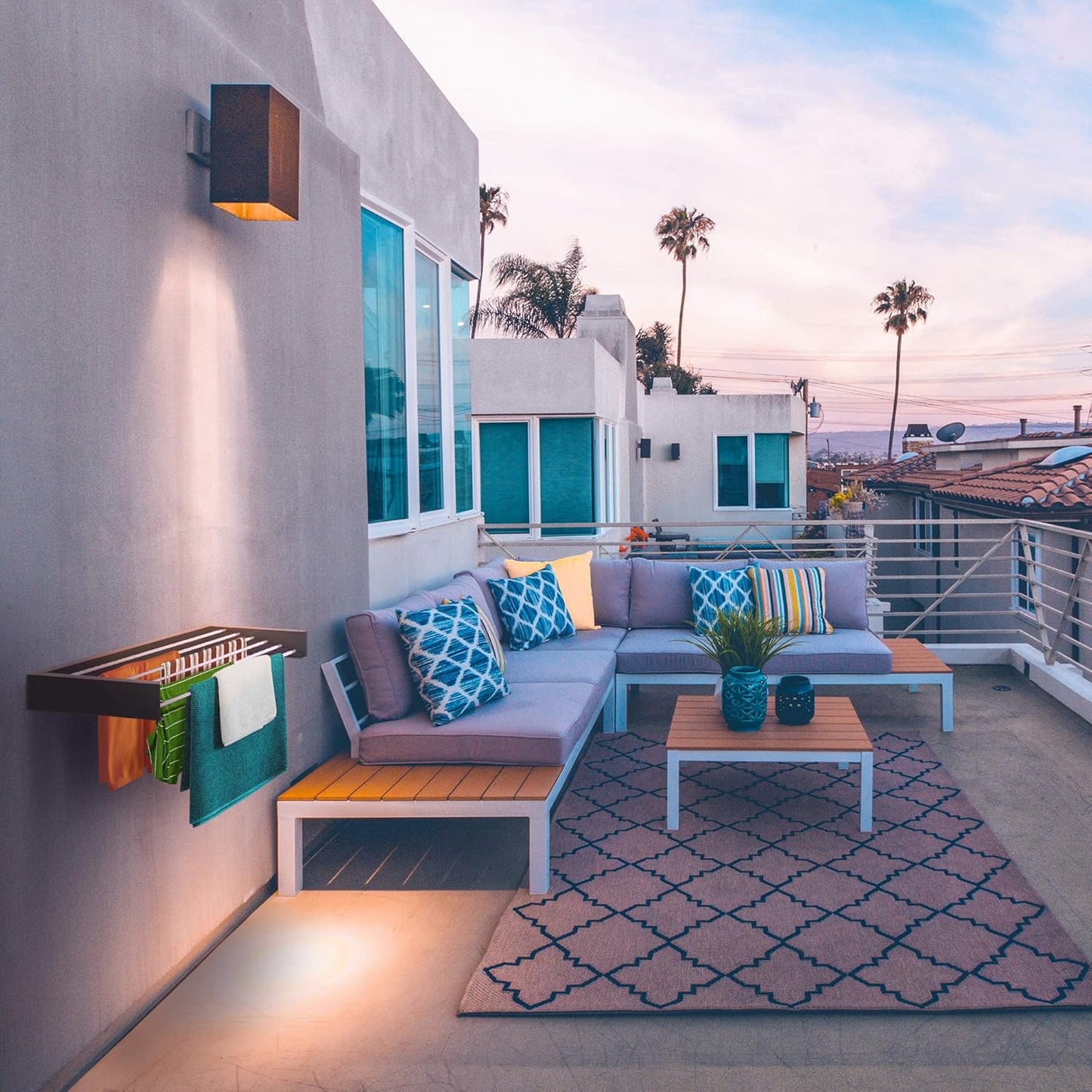 Step Up Laundry Drying Rack (40-INCH Wide - Wood-Look), Wall Mounted, Retractable Clothes Drying Rack, 60lbs Capacity, 20 Linear Ft, with Wall Template and Long Screwdriver Bit