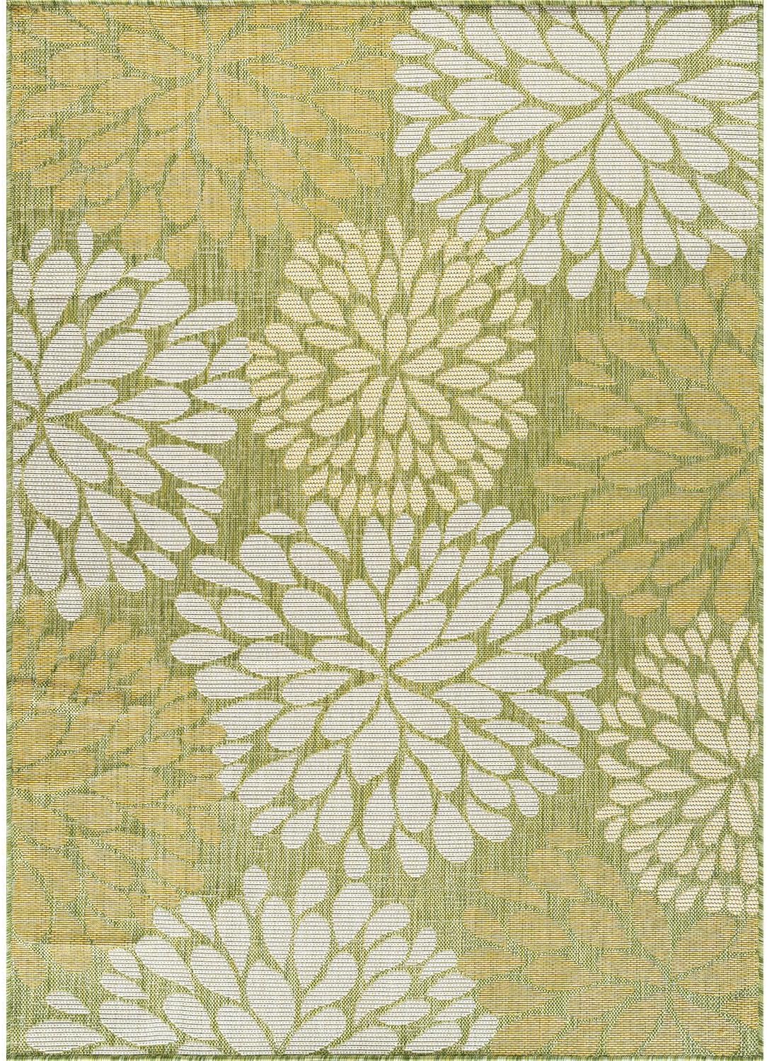 Beverly Rug Outdoor Rug 5x7 Modern Exotic Tropical Leaf Area Rugs for Indoor and Outdoor Patio Deck Porch Garden Water Resistant Washable Outside Carpet (5 x 7 Green)