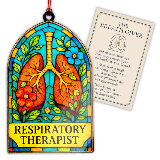 Respiratory Therapist Ornament – Medical Appreciation Gift | Healthcare Hero Thank You – Hospital Staff Card – Christmas Keepsake – Suncatcher Effect Stained Glass Window – Car Hanging