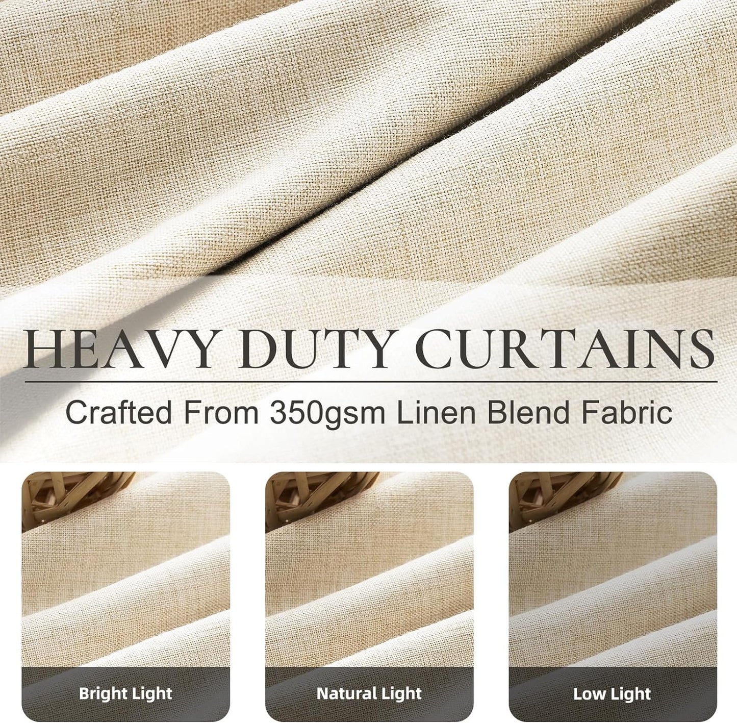 Black Out Curtains 108 Inch Long 2 Panels Burg, Blackout Tall Floor Length Curtains for High Living Room Sound Proof Curtains Linen Window Hooks for Pinch Pleated Drapes Track System Buttercream Ivory
