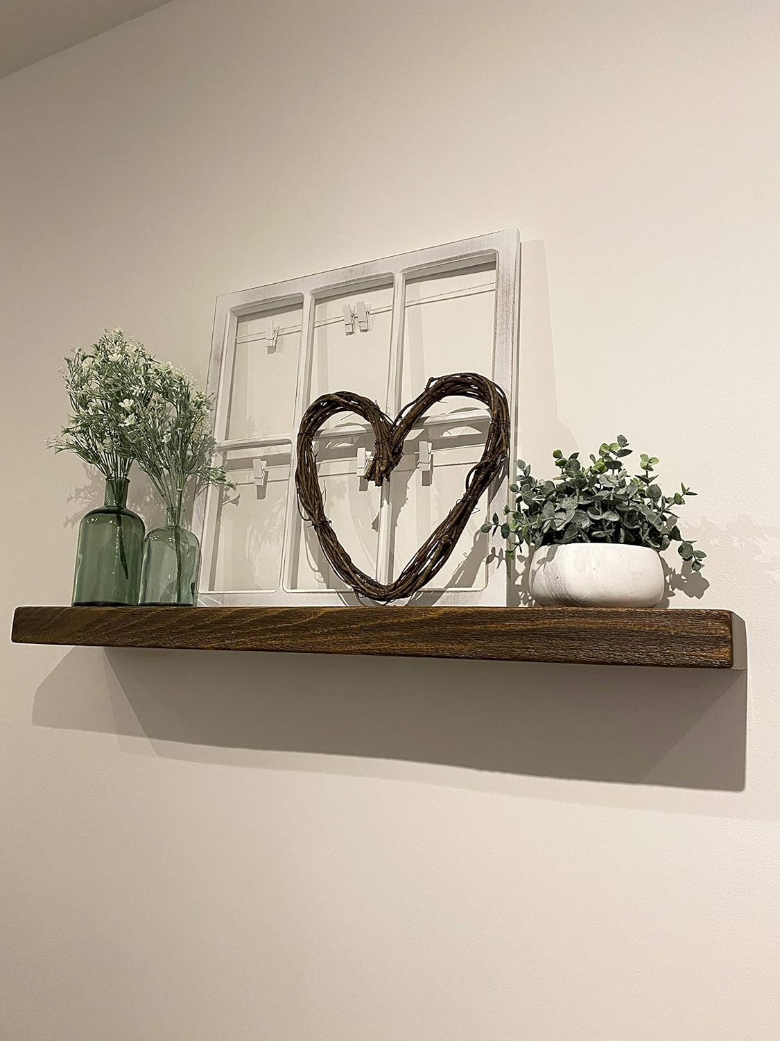 joelsantiques 42 Inch Wooden Floating Shelves for Wall - 42x6x2 in - Made of Natural Wood - Long Heavy Duty Rustic Wall Shelves for Bedroom - Perfect for Living Room, Kitchen - Medium Brown