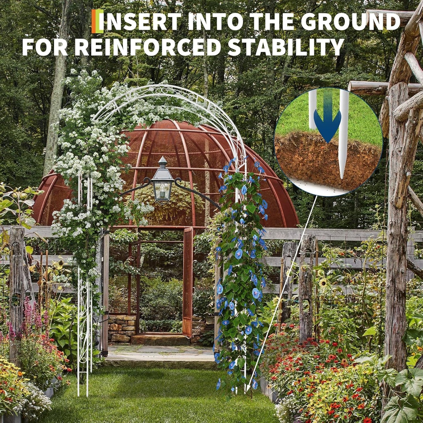 Garden Arch Arbor Trellis, 8.5Ft Outdoor Metal Garden Arch Arbor for Climbing Plants, Wedding Archway for Lawn, Patio, Backyard, Party, Events, Ceremony Wedding Decoration, White