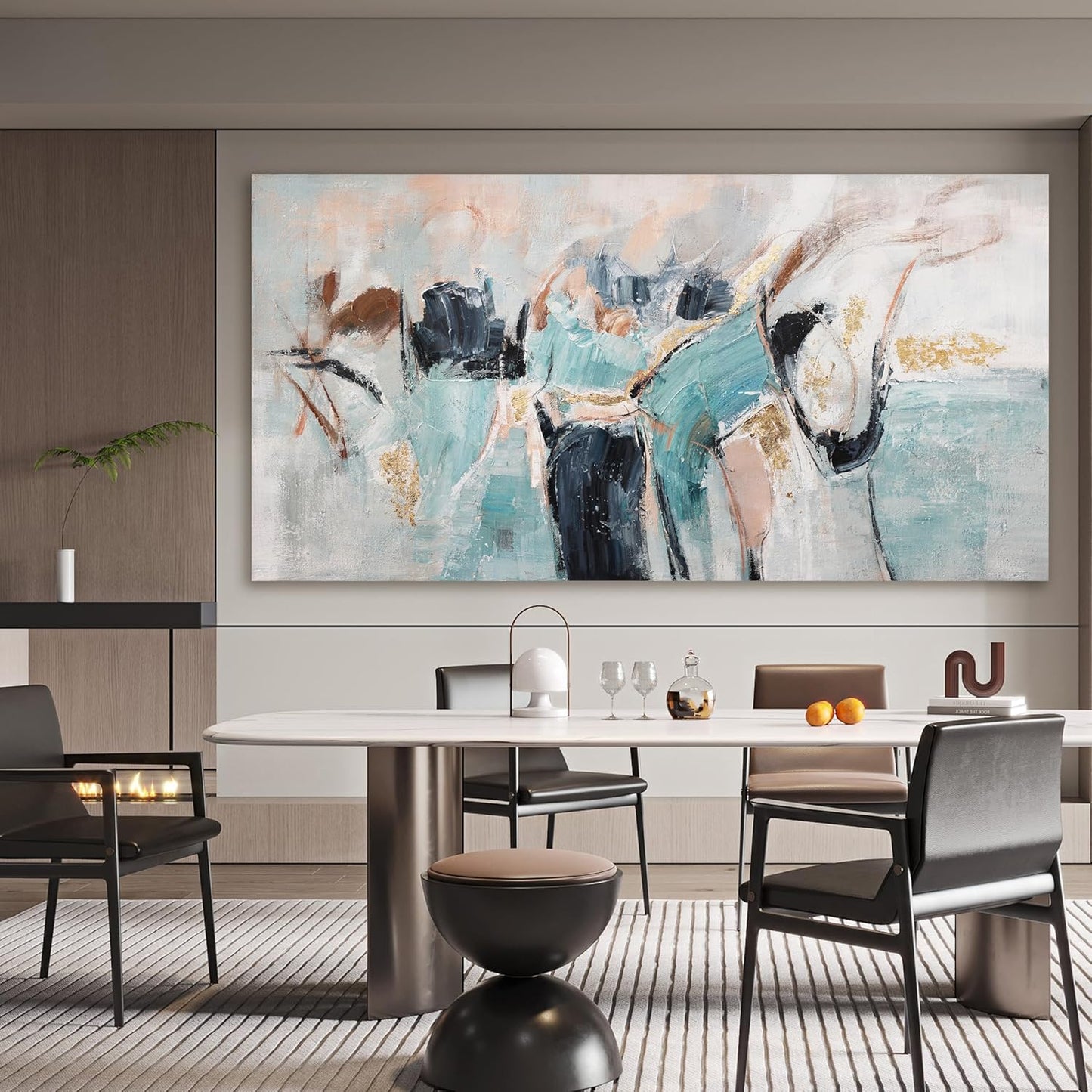 Canvas Wall Art Decor Canvas Abstract Aesthetic Blue And Gold Abstract Modern Oversized Wall Art Decor Paintings Artwork For Living Room Wall Art canvas prints For Bedroom Office Wall Decor 29" X 58"