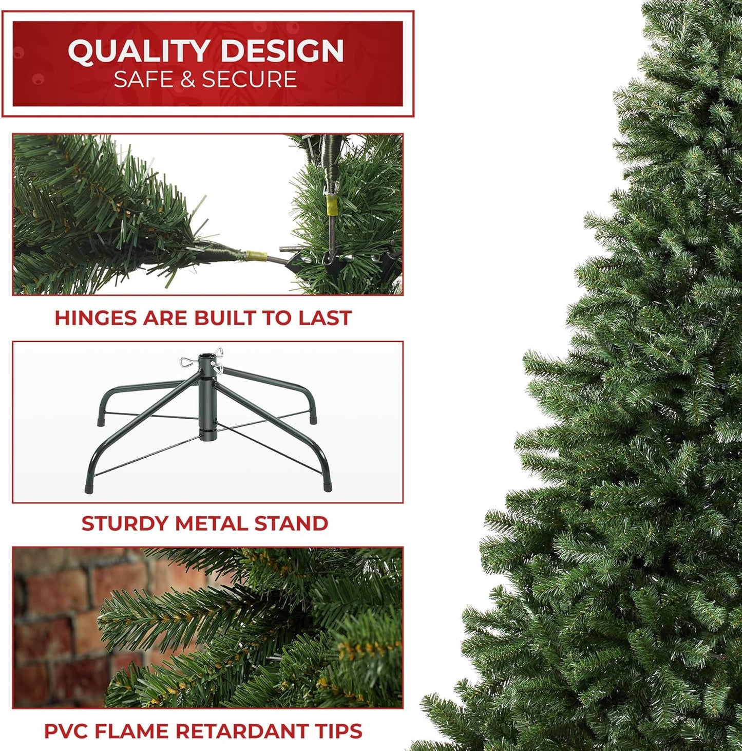 Casafield 6FT Realistic Green Spruce Artificial Holiday Christmas Tree with Sturdy Metal Stand