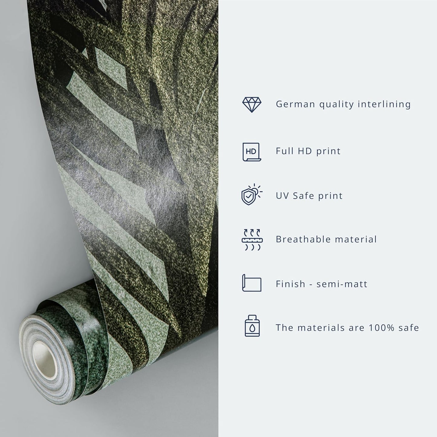 artgeist Wall Mural Hanging Leaves 118x83 in - Non-Woven Wallpaper Fleece Wall Decor Photo Print Picture Image Design Nature Botanical Concrete Green Like Painted b-C-10146-a-a