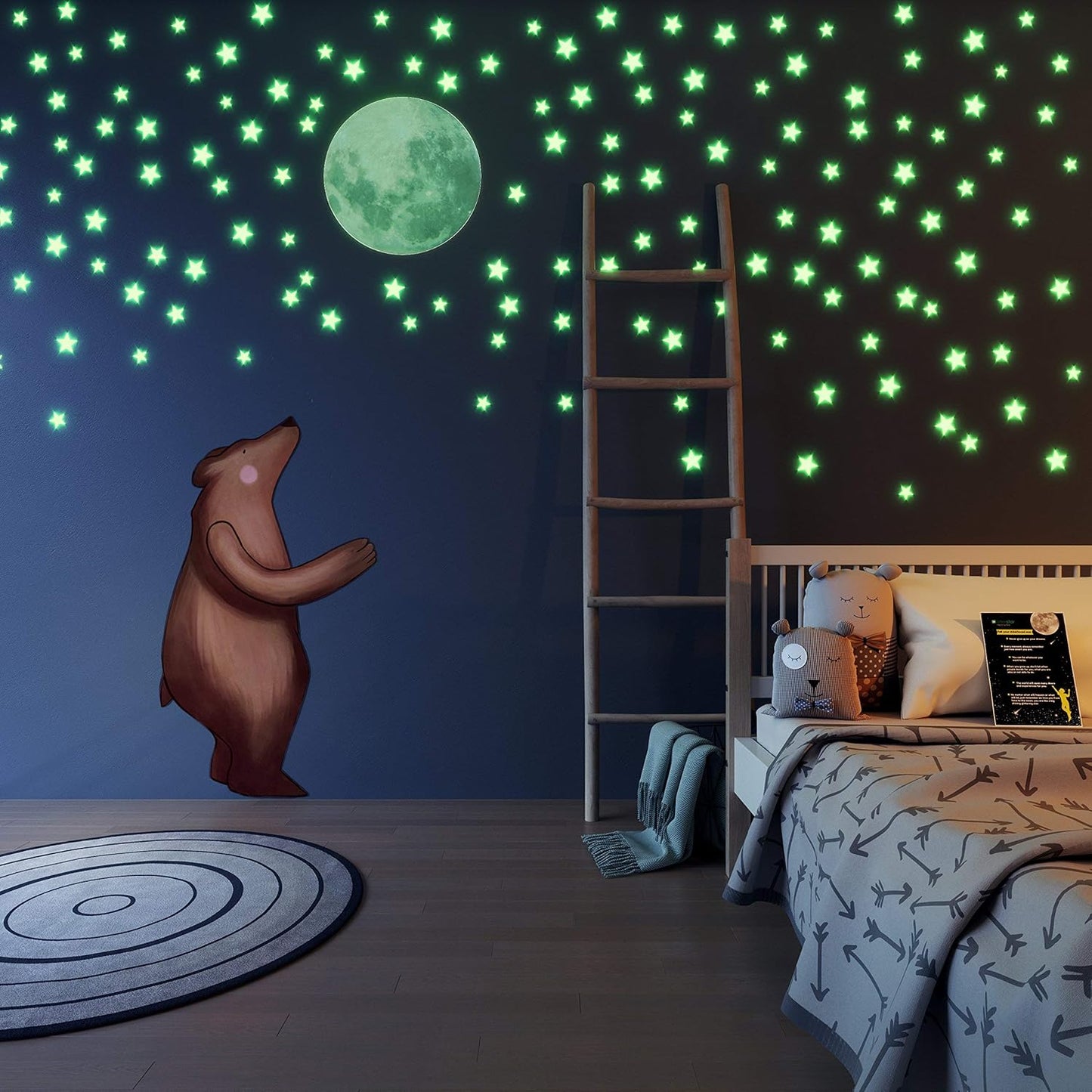 Stars for Ceiling – Glow in The Dark Stars and Moon Wall Decals for Kids Bedroom or Nursery, Luminous Star Stickers for Ceiling, Self-Adhesive Fluorescent Night Sky Decor, Gift for Boys and Girls