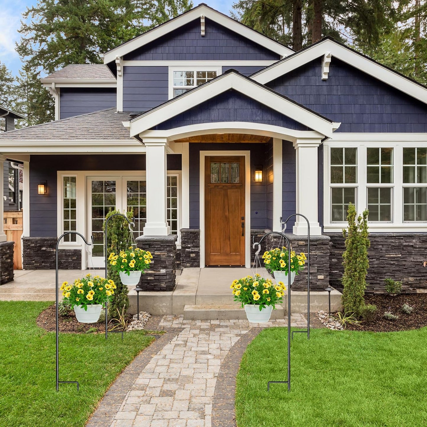 Sorbus® Shepherd's Hooks - Set of 4 Extendable Garden Planter Stakes for Bird Feeders, Outdoor Décor, Plants, Lights, Lanterns, Flower Baskets, and More! Heavy Duty - Up to 6.5 Lbs. (4 Pack)