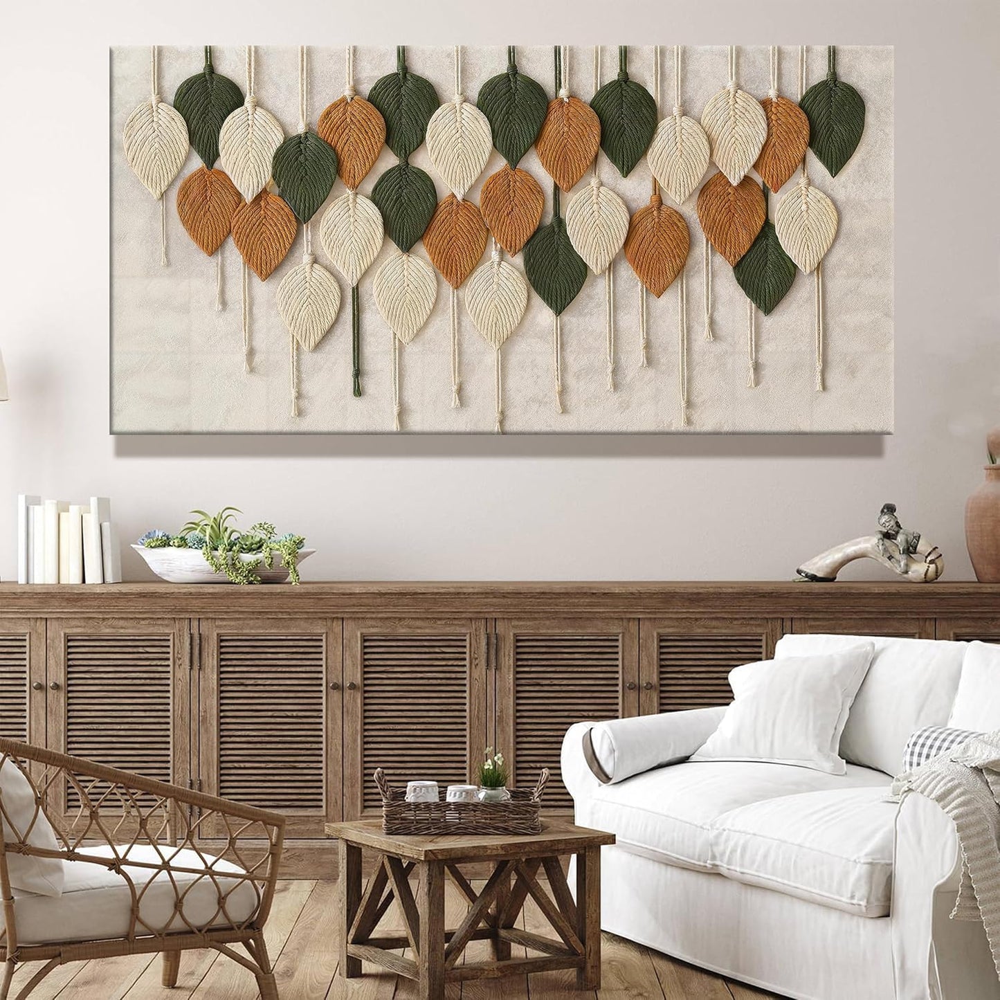 Tsomzxng Large Boho Wall Art For Living Room Modern Wall Art Print Paintings Multicolor Leaves Feather Canvas Wall Art Decor Picture For Bedroom Apartment Kitchen Home Wall Decor 29" W X 58" L