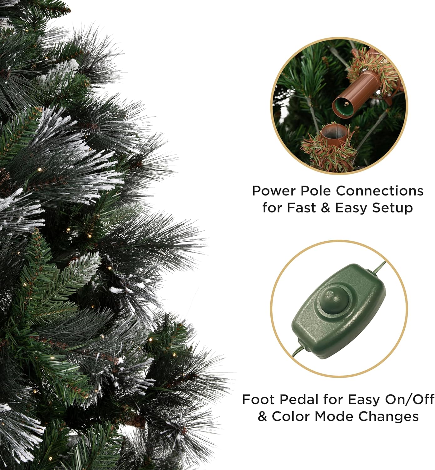 Papyrus Frosted 7 ft Pre-Lit Artificial Christmas Tree, Carolina Pine, Pine Cones, Warm White Lights, Includes Stand and Storage Bag