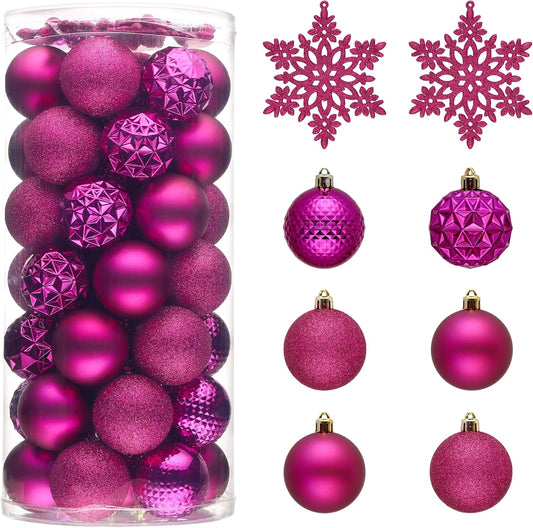 Valery Madelyn Christmas Tree Decorations Ornament Set for Fall Halloween, 50ct 2 Inches Rose Red Shatterproof Christmas Ball Ornaments Hanging Xmas Holiday Party Decor