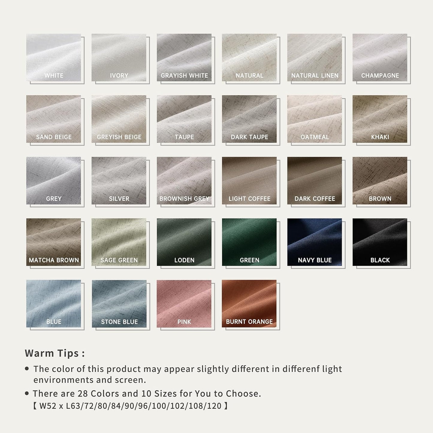 Light Brown Linen 100% Blackout Curtains for Bedroom 102 Inch Long 2 Panels Window Curtain Floor to Ceiling Length for Living Room Sliding Glass Door Back Tab Linen Room Darkening Drapes 52x102