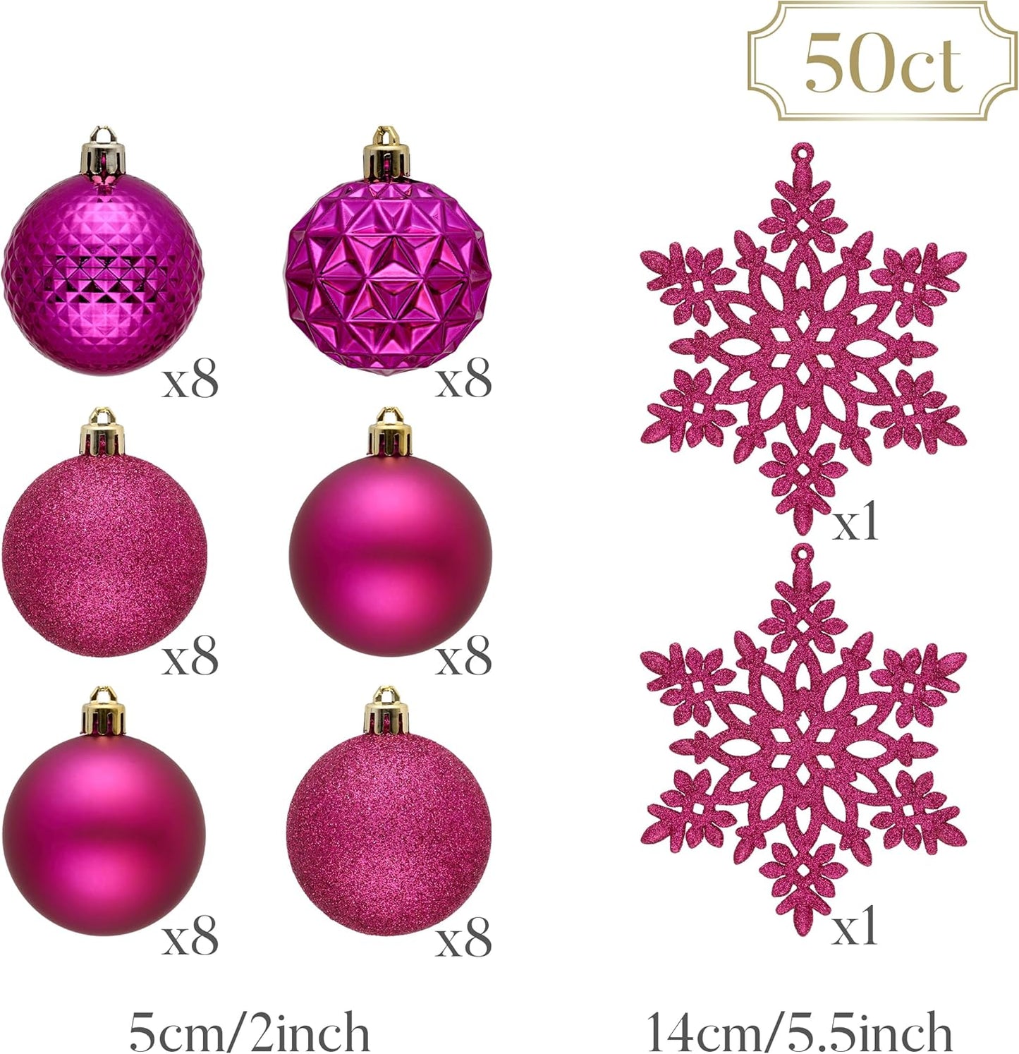 Valery Madelyn Christmas Tree Decorations Ornament Set for Fall Halloween, 50ct 2 Inches Rose Red Shatterproof Christmas Ball Ornaments Hanging Xmas Holiday Party Decor