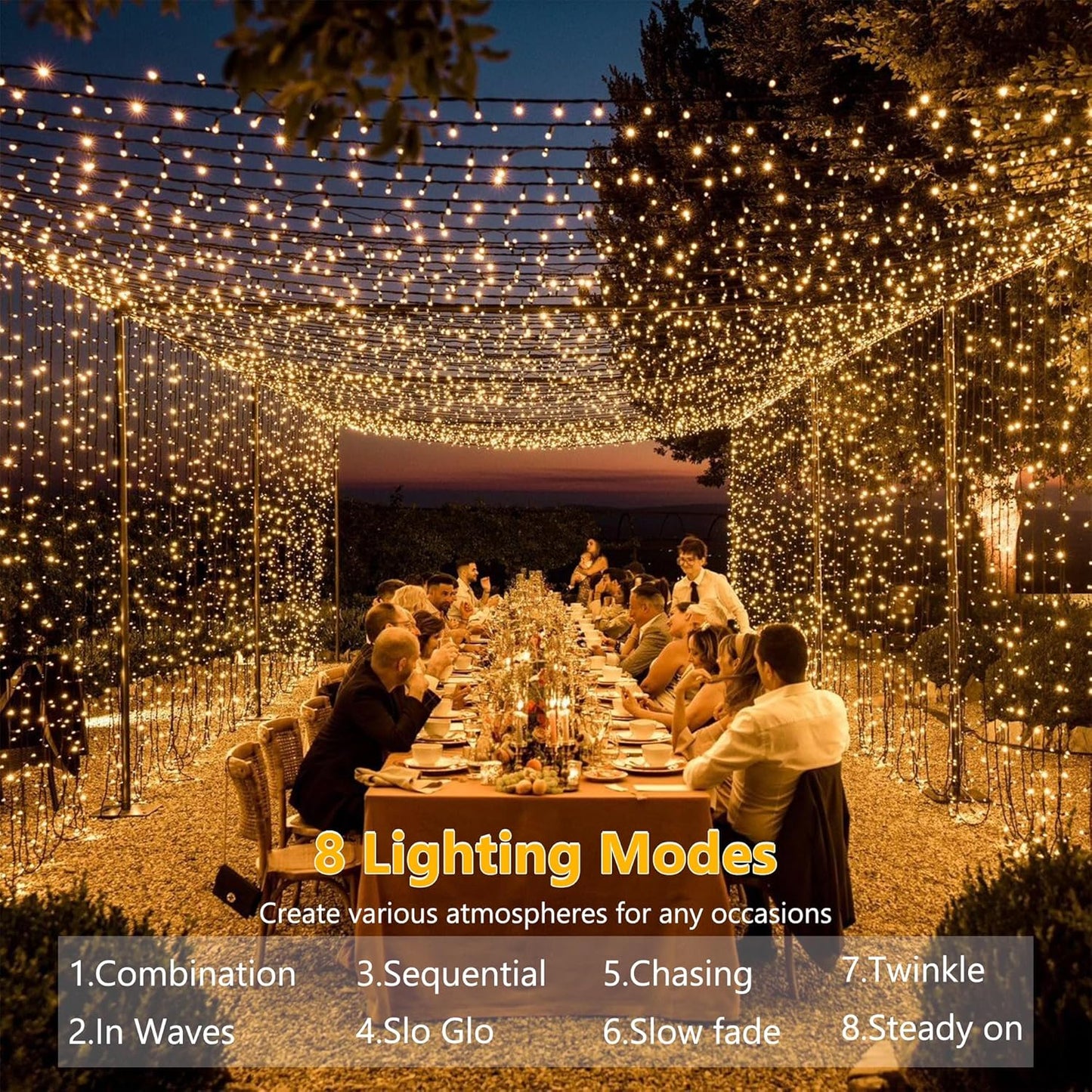 Brizled LED String Lights, 66ft 200 LED Warm White Christmas String Lights, 8 Modes LED Christmas Lights, Berry String Lights Plugin, Xmas Tree Lights Green Wire for Indoor Outdoor Party Patio