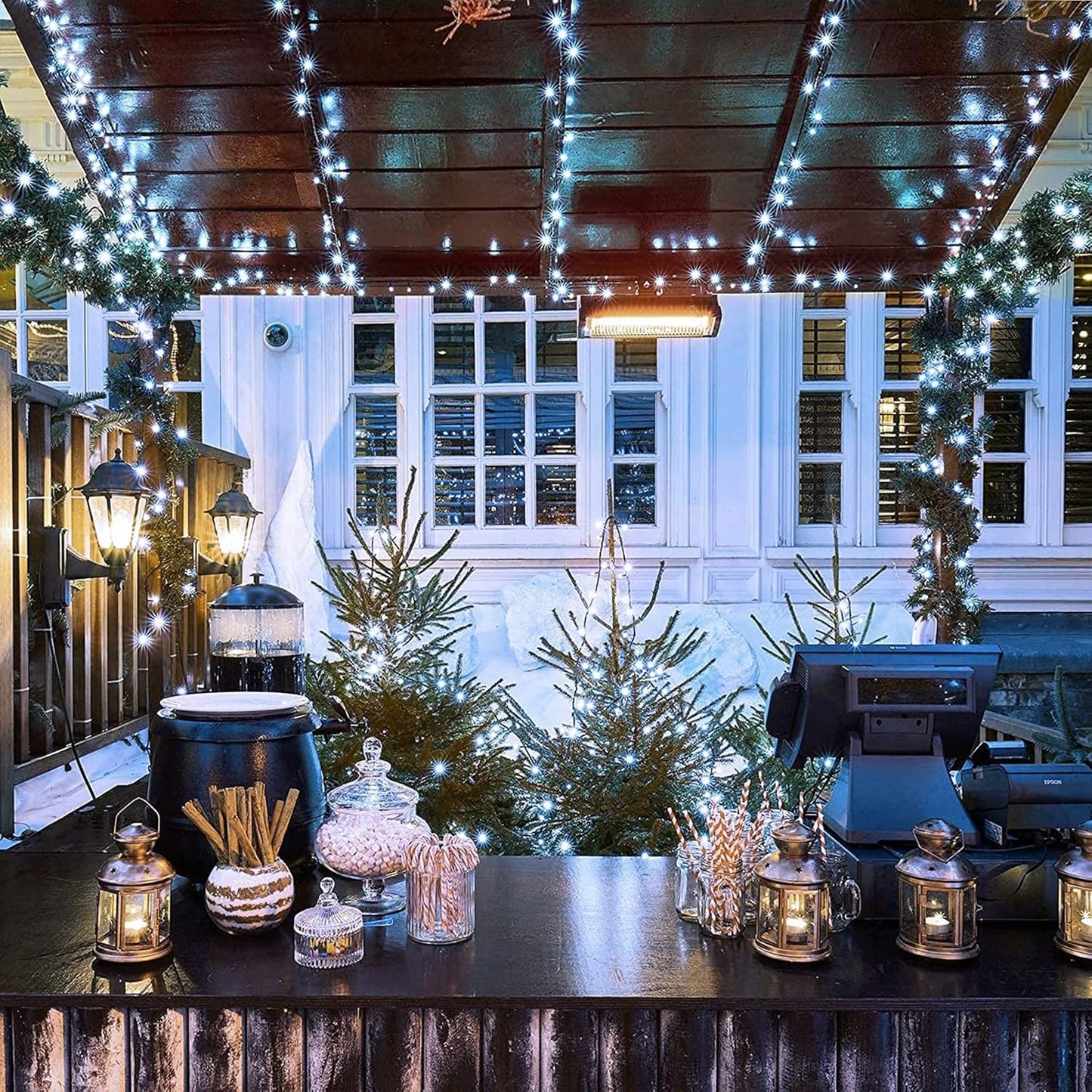 JMEXSUSS 2 Pack Solar String Lights Outdoor Waterproof, Total 400 LED 151FT Solar Christmas Lights Outdoor, 8 Modes White Solar Light for Outside Yard Patio Tree Garden Christmas Decorations