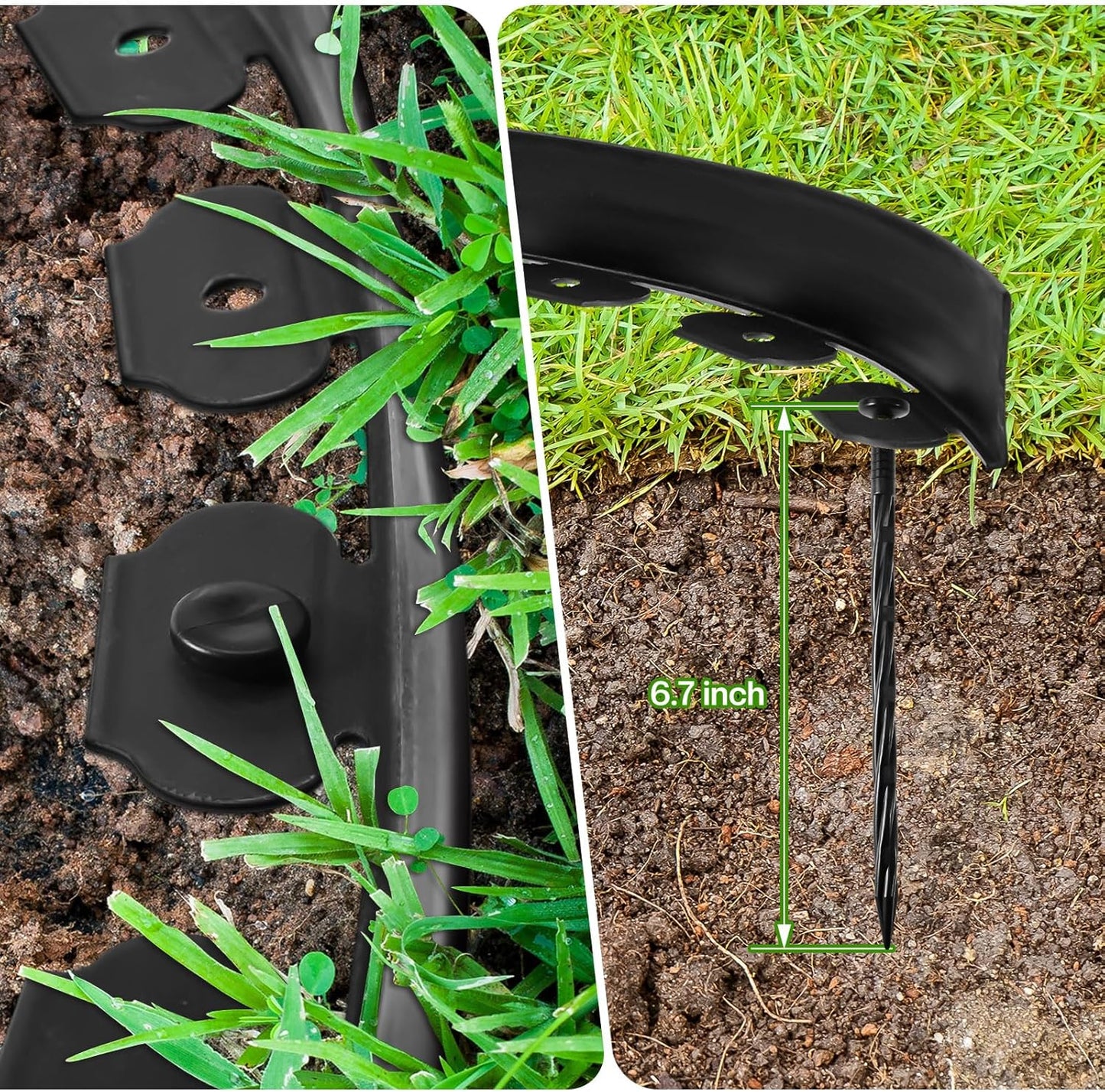 Sasylvia 2.5'' x 200' Landscape Edging Kit Edging Border Coil Include Anchoring Spikes 10 Connectors Plastic Garden Border for Lawn Garden Grass Yard Home(Black)