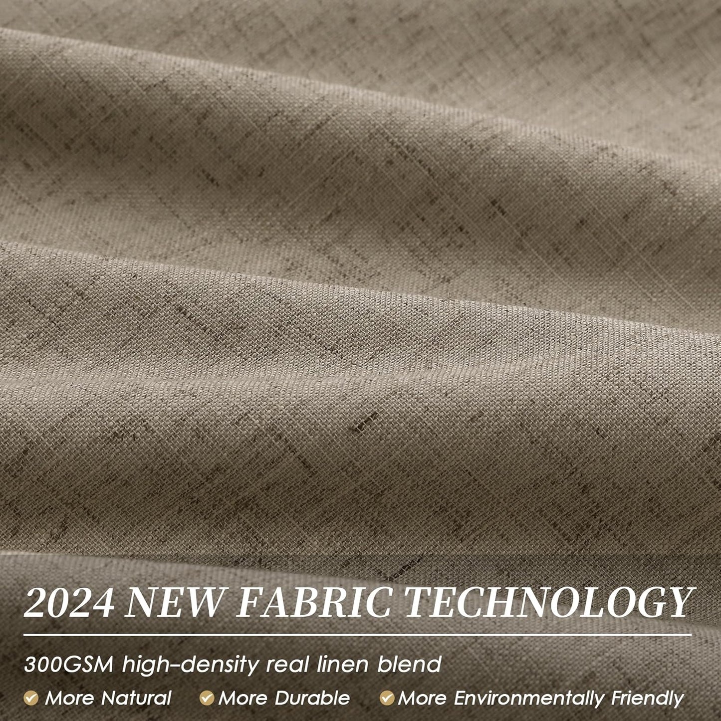 BOODII Full Blackout Curtains 90 Inches Long Room Darkening Curtain for Bedroom Sliding Door Thermal Insulated Black Out Curtains & Drapes Matcha Brown Neutral Linen 2 Panels Set Back Tab 52x90