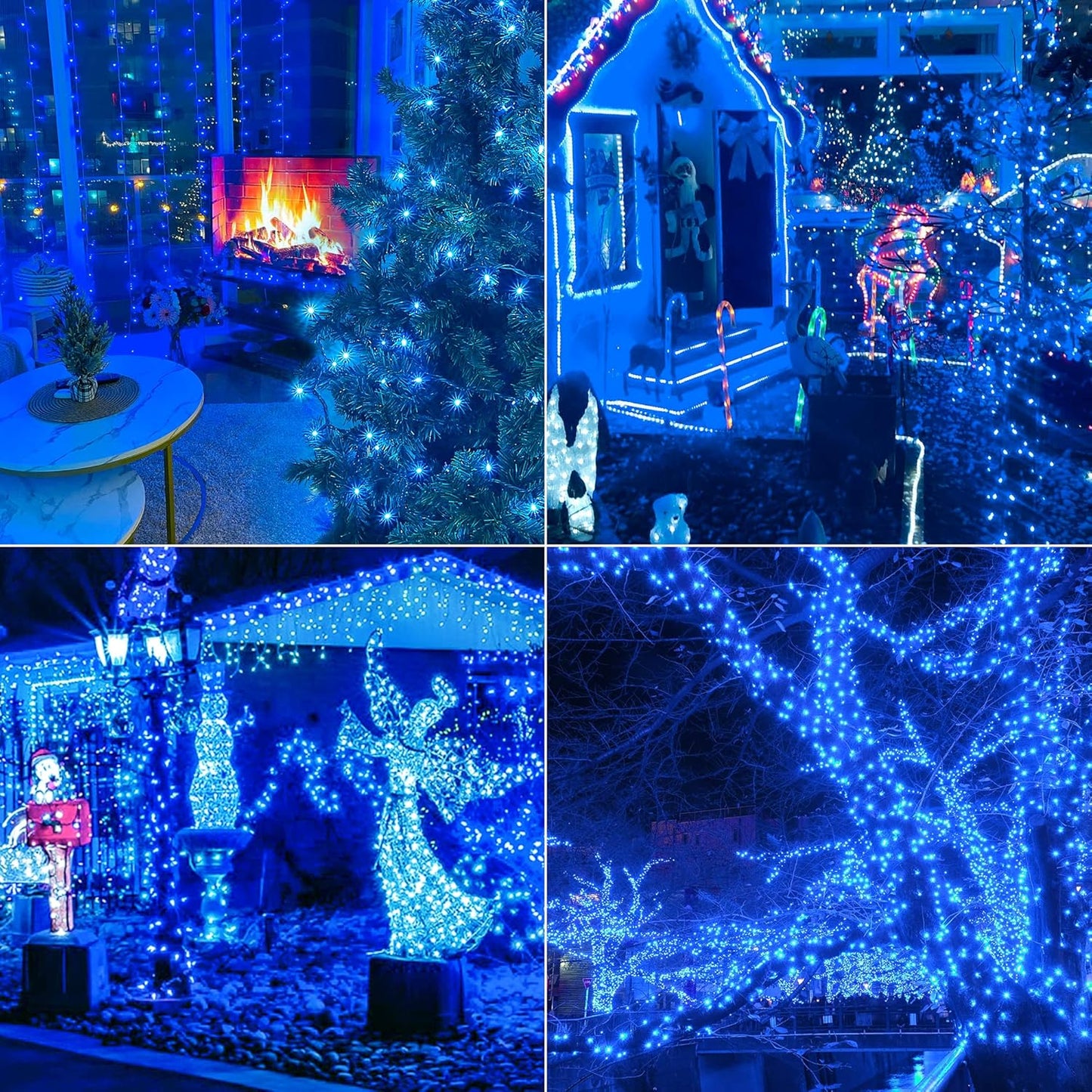 Hopolon Blue Christmas Lights, 13Feet 50Count UL Certified String Light, Pack of 2 Sets Incandescent Mini Lights for Indoor Outdoor Christmas Tree Garland Halloween Party Festival Decor,Blue