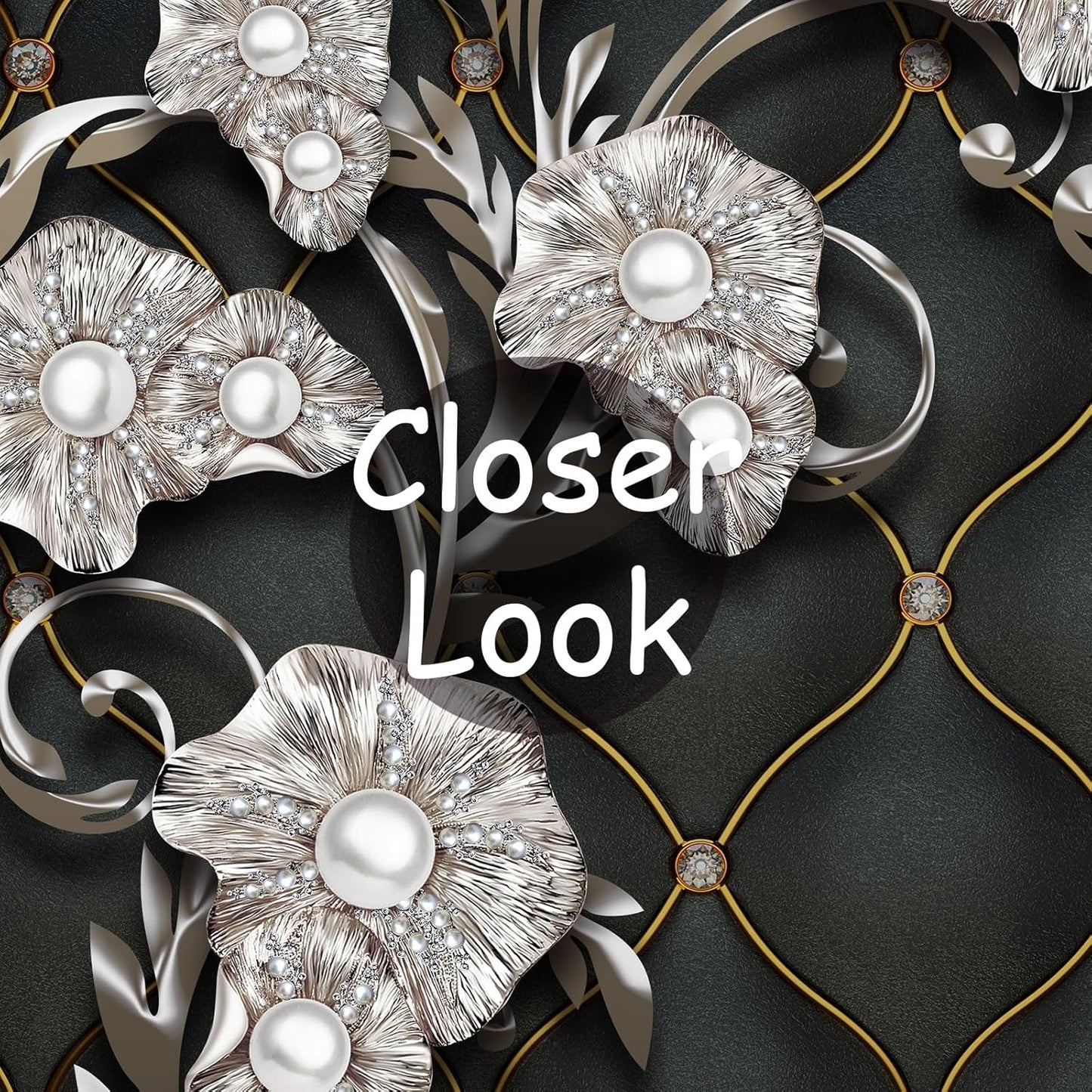 Black and White 3D Diamond Soft Case Faux Leather Wall Mural Wallpaper for Bedroom Living Room Tv Background (Not Peel and Stick)