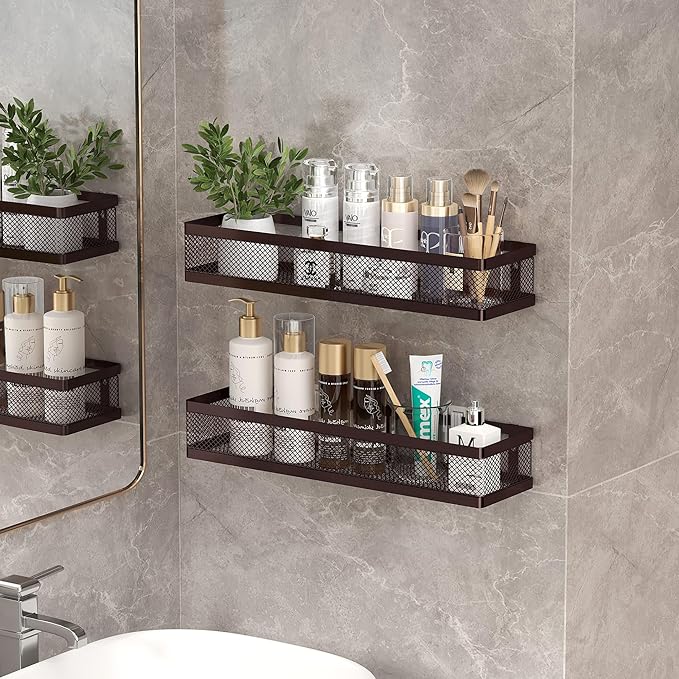 PUSDON Metal Wall Hanging Basket 2 Packs DIY Suitable for Multiple Scenes - Large Bronze Netting