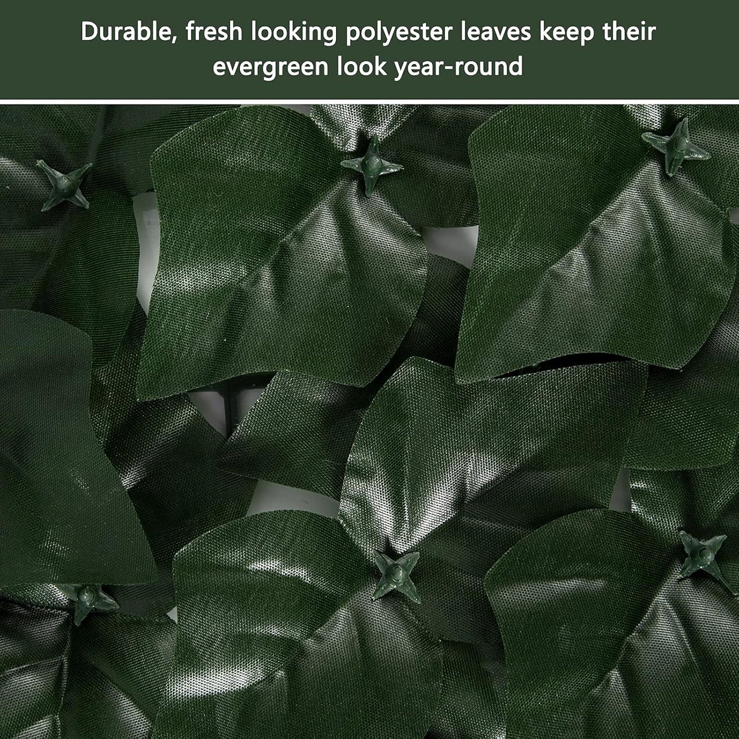 Faux Ivy Fence Privacy Screen Outdoor Expandable Artificial Greenery Roll Fake Hedge Wall Patio Green Plastic Leaf Plant Vine Grass Panels Gate Covering for Garden Yard Balcony (118 X 39.4 in)