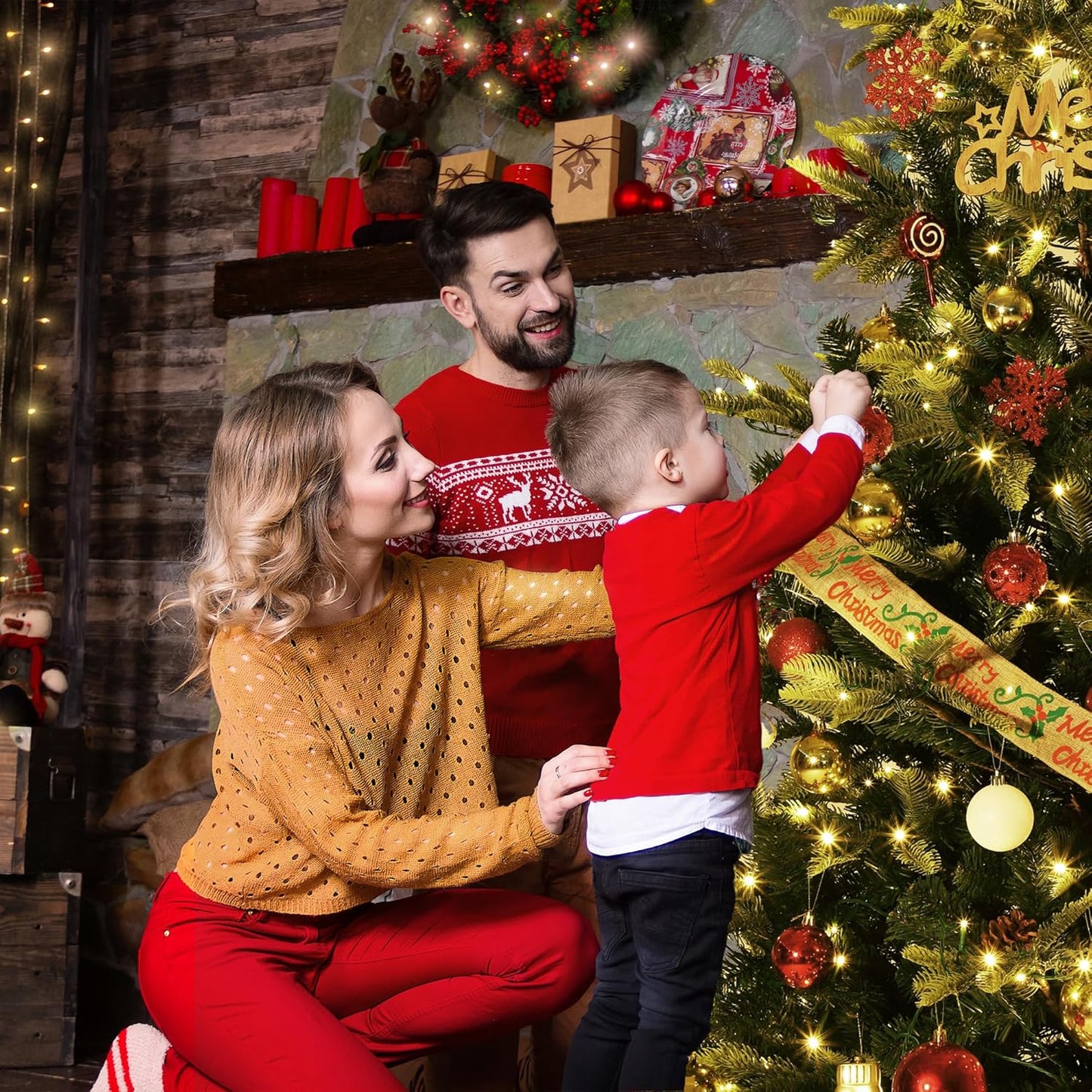 GarveeHome 4.5 FT Artificial Pre-lit Mini Christmas Tree, Green PVC Christmas Tree with 250 Warm White Lights for Home, Office, and Xmas Party Décor, Includes Stand